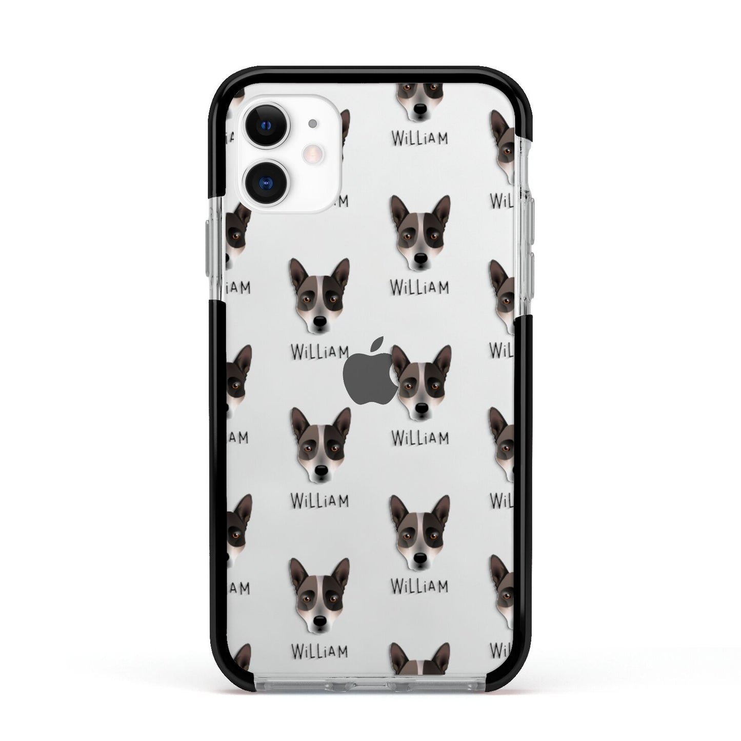 Australian Cattle Dog Icon with Name Apple iPhone 11 in White with Black Impact Case