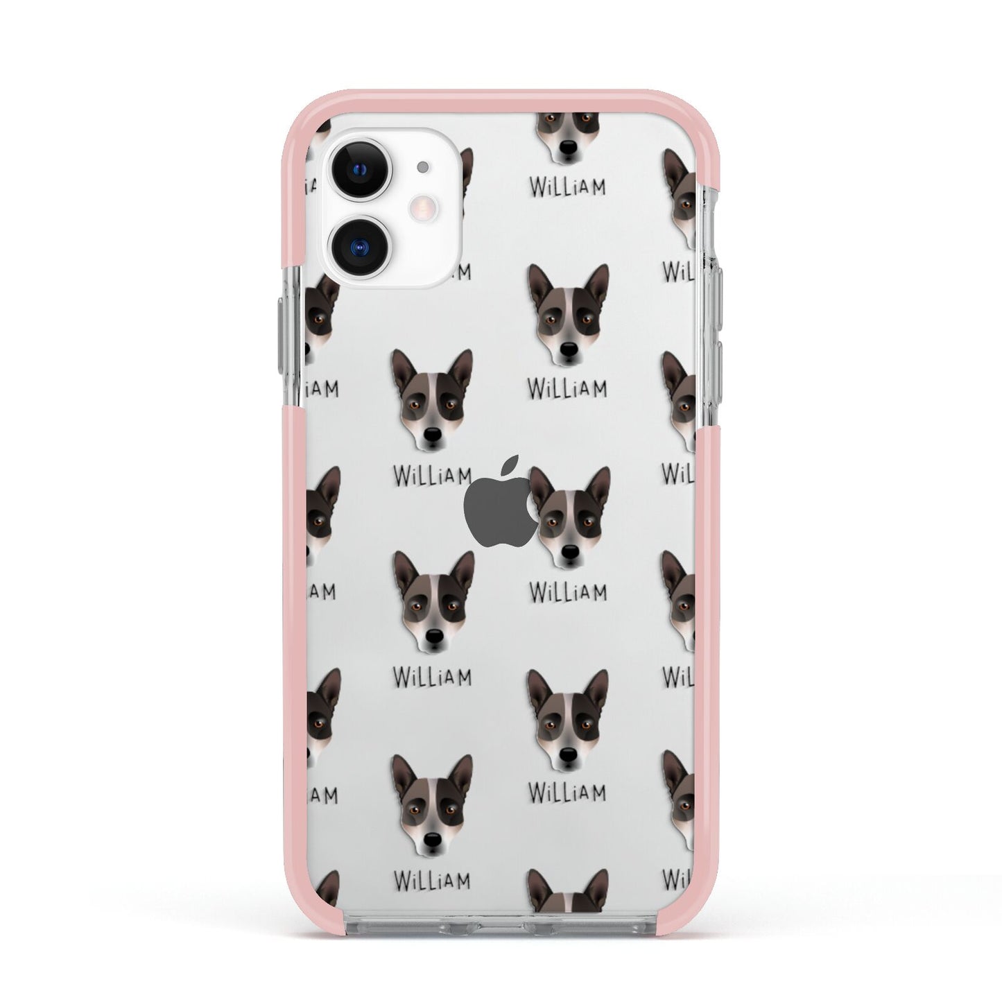 Australian Cattle Dog Icon with Name Apple iPhone 11 in White with Pink Impact Case