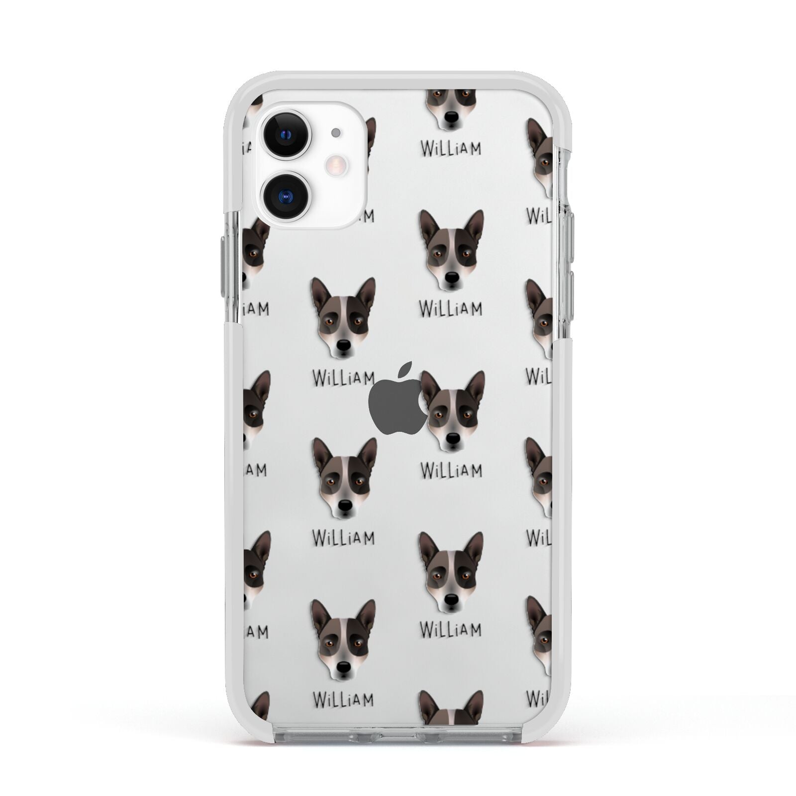 Australian Cattle Dog Icon with Name Apple iPhone 11 in White with White Impact Case