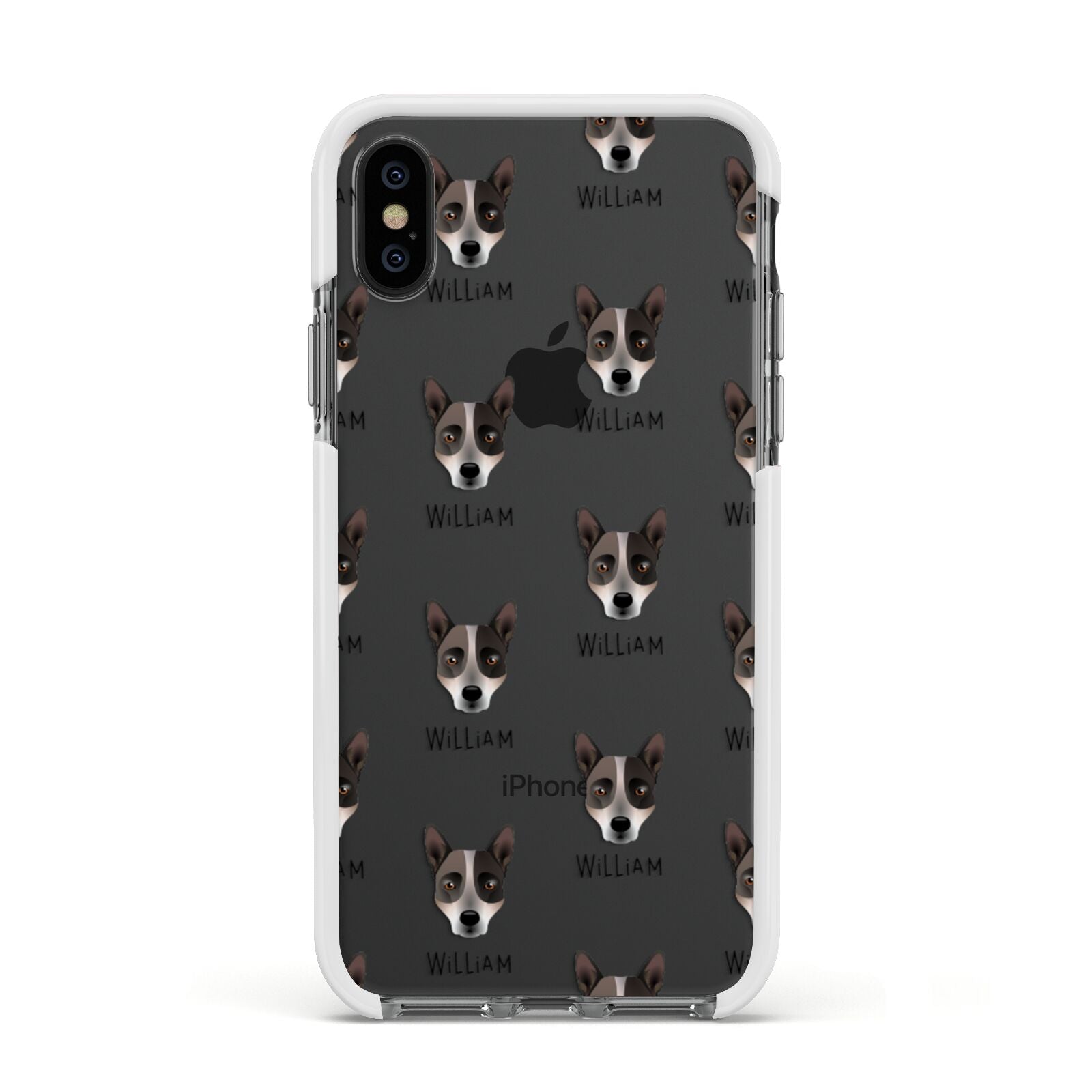 Australian Cattle Dog Icon with Name Apple iPhone Xs Impact Case White Edge on Black Phone