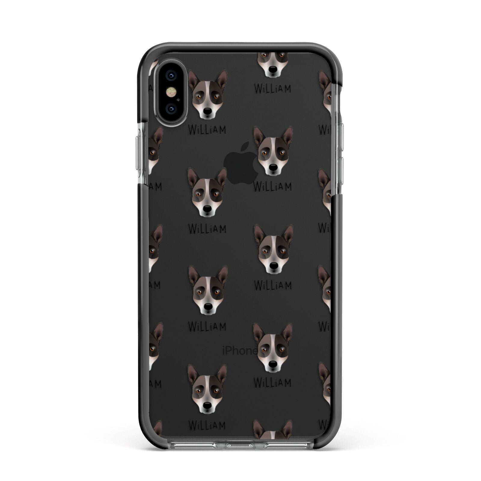 Australian Cattle Dog Icon with Name Apple iPhone Xs Max Impact Case Black Edge on Black Phone