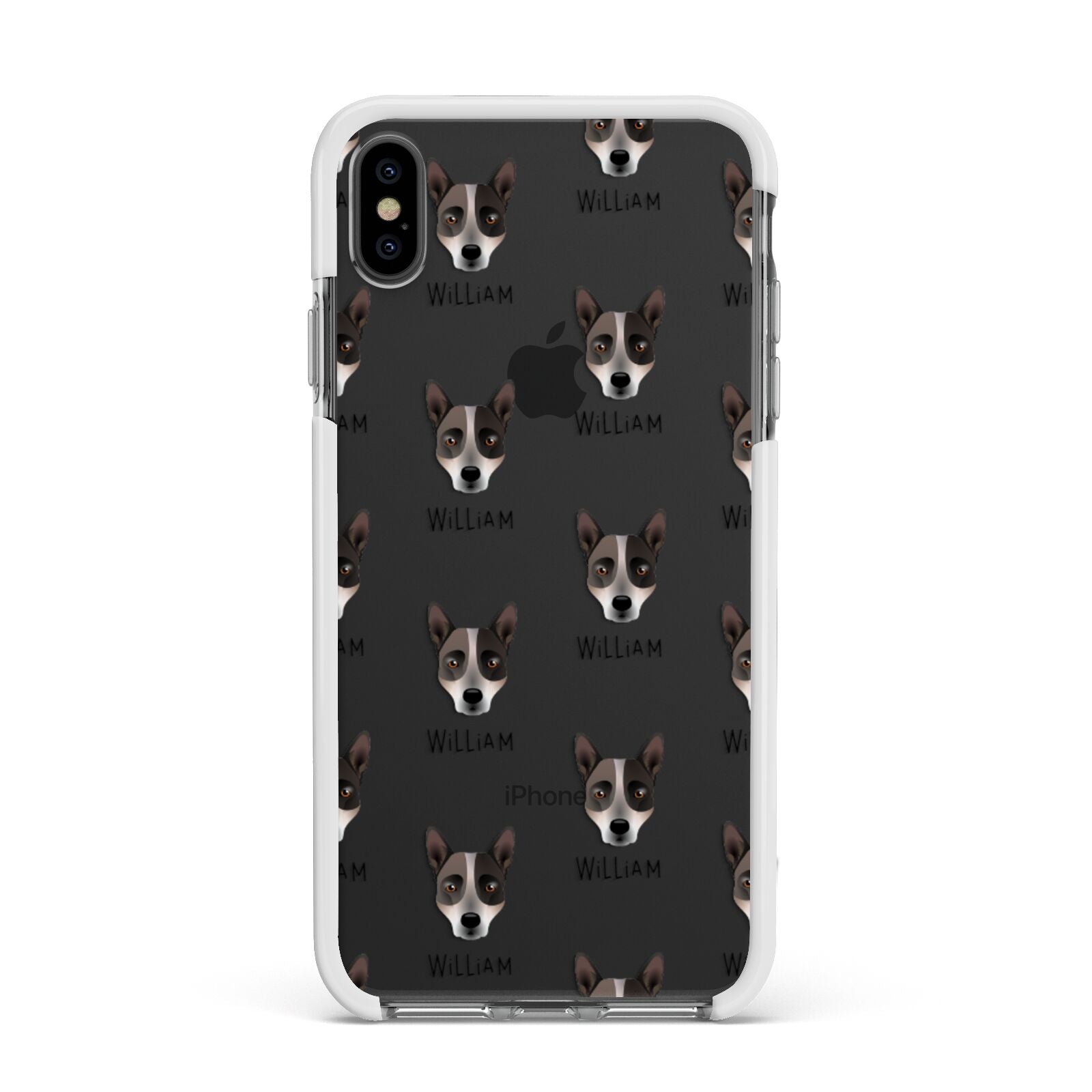 Australian Cattle Dog Icon with Name Apple iPhone Xs Max Impact Case White Edge on Black Phone