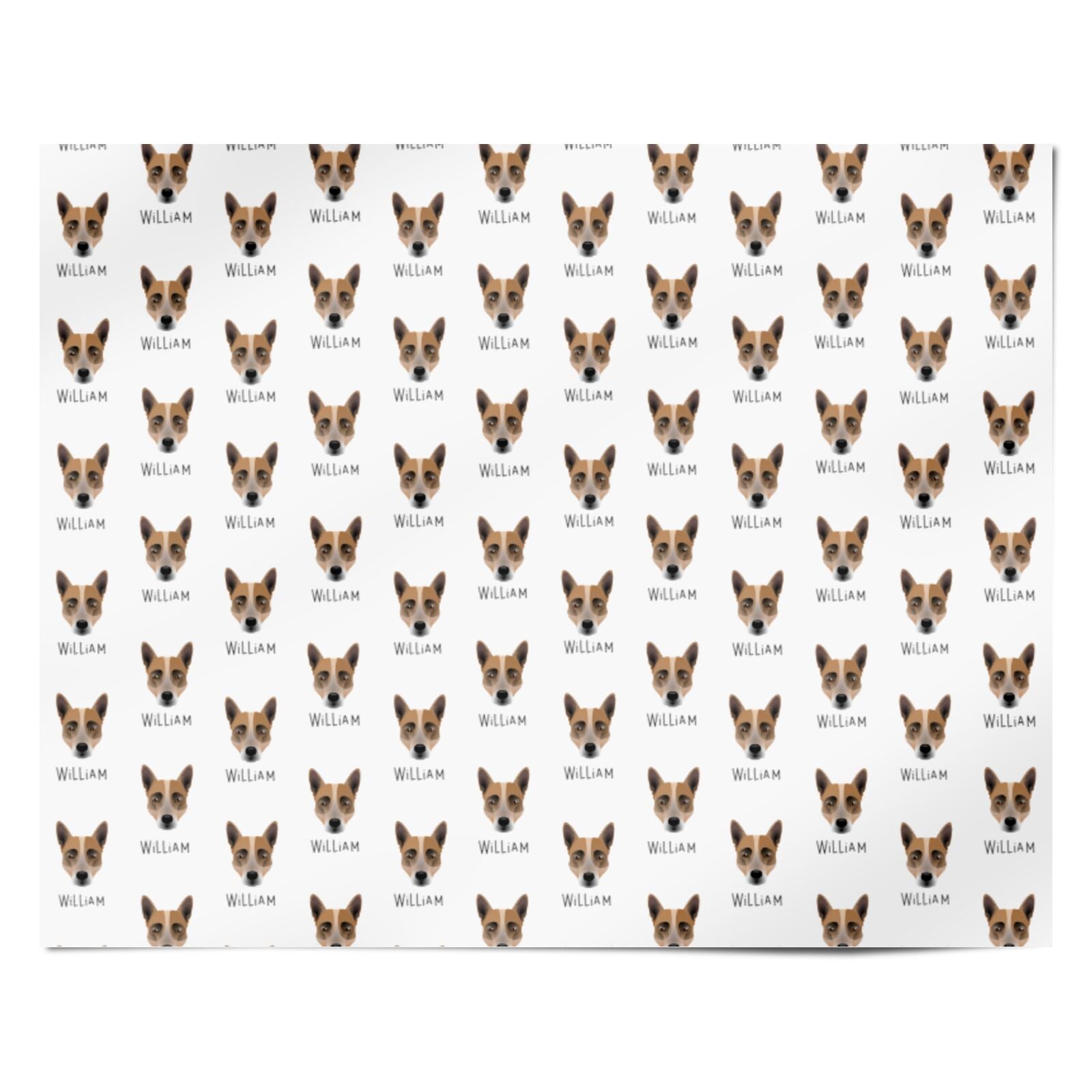 Australian Cattle Dog Icon with Name Personalised Wrapping Paper Alternative
