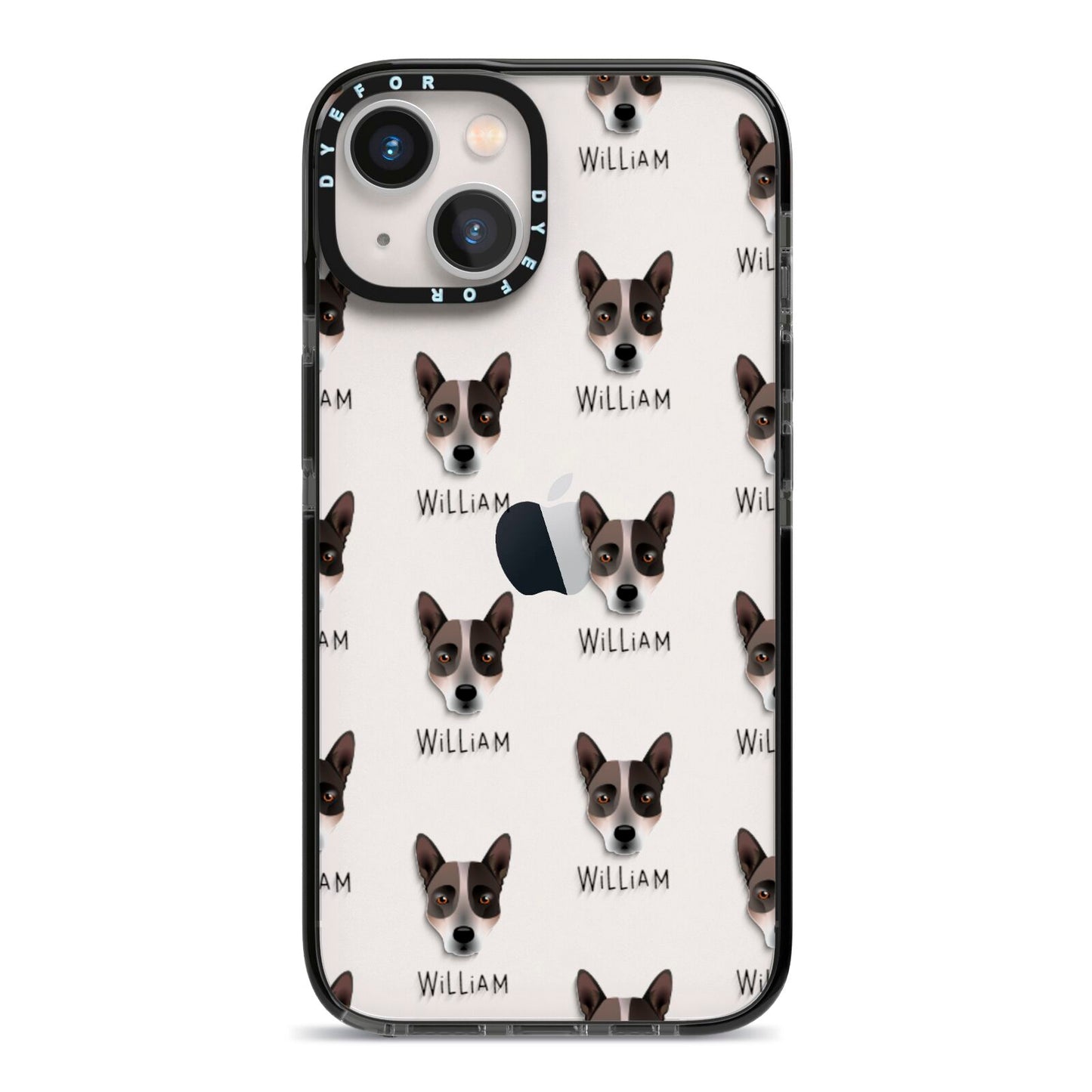 Australian Cattle Dog Icon with Name iPhone 13 Black Impact Case on Silver phone