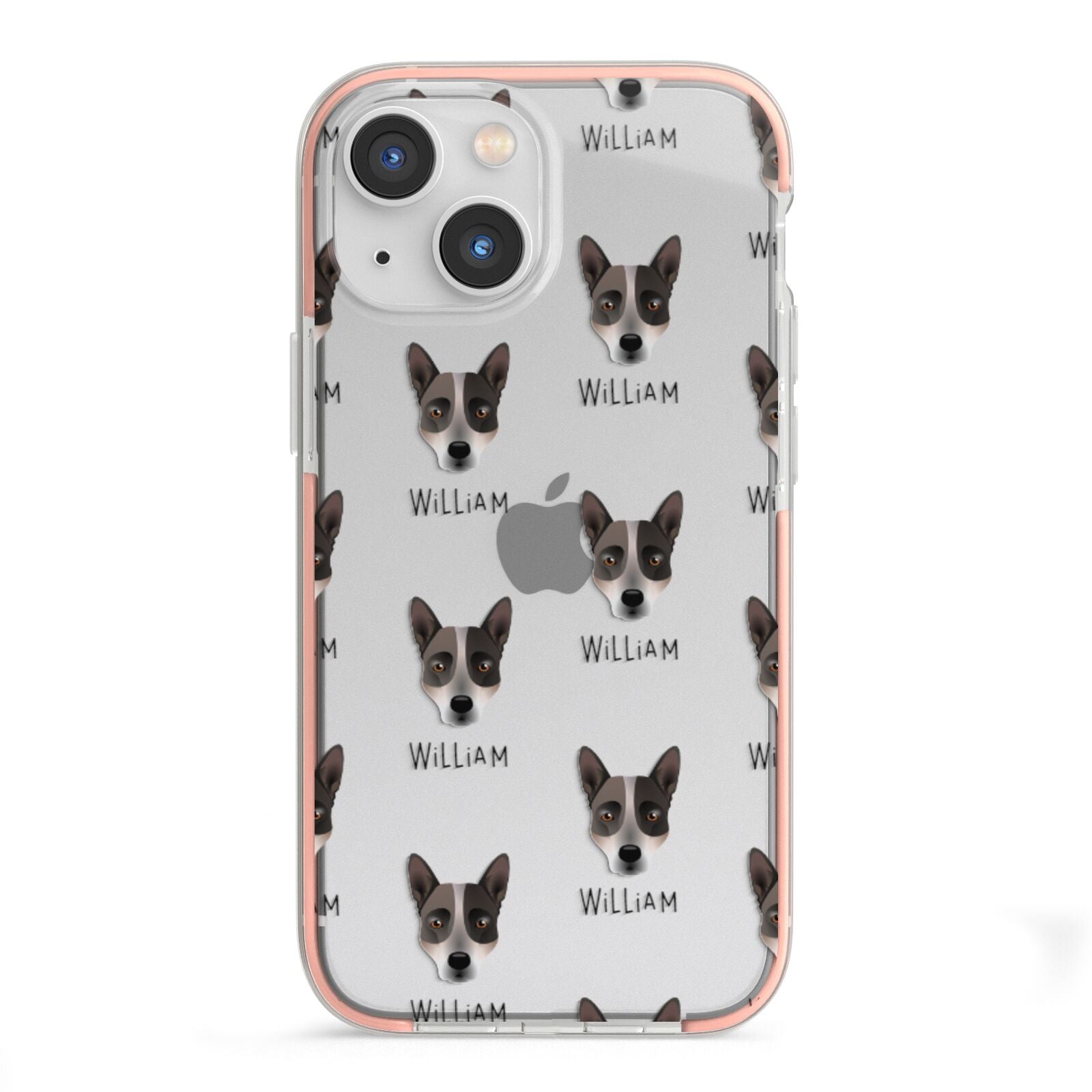 Australian Cattle Dog Icon with Name iPhone 13 Mini TPU Impact Case with Pink Edges