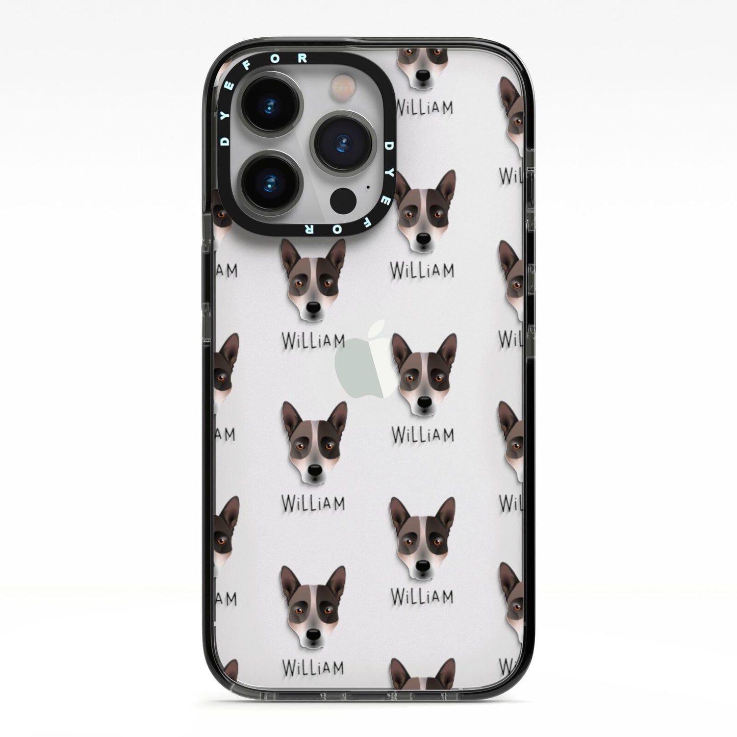 Australian Cattle Dog Icon with Name iPhone 13 Pro Black Impact Case on Silver phone