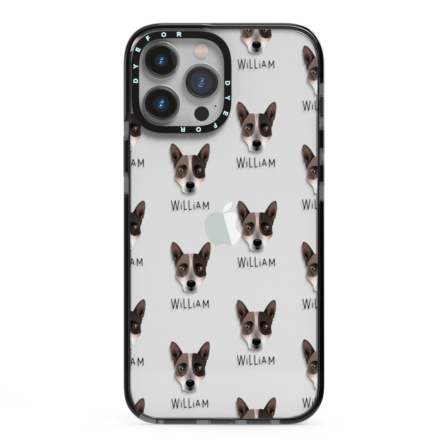 Australian Cattle Dog Icon with Name iPhone 13 Pro Max Black Impact Case on Silver phone