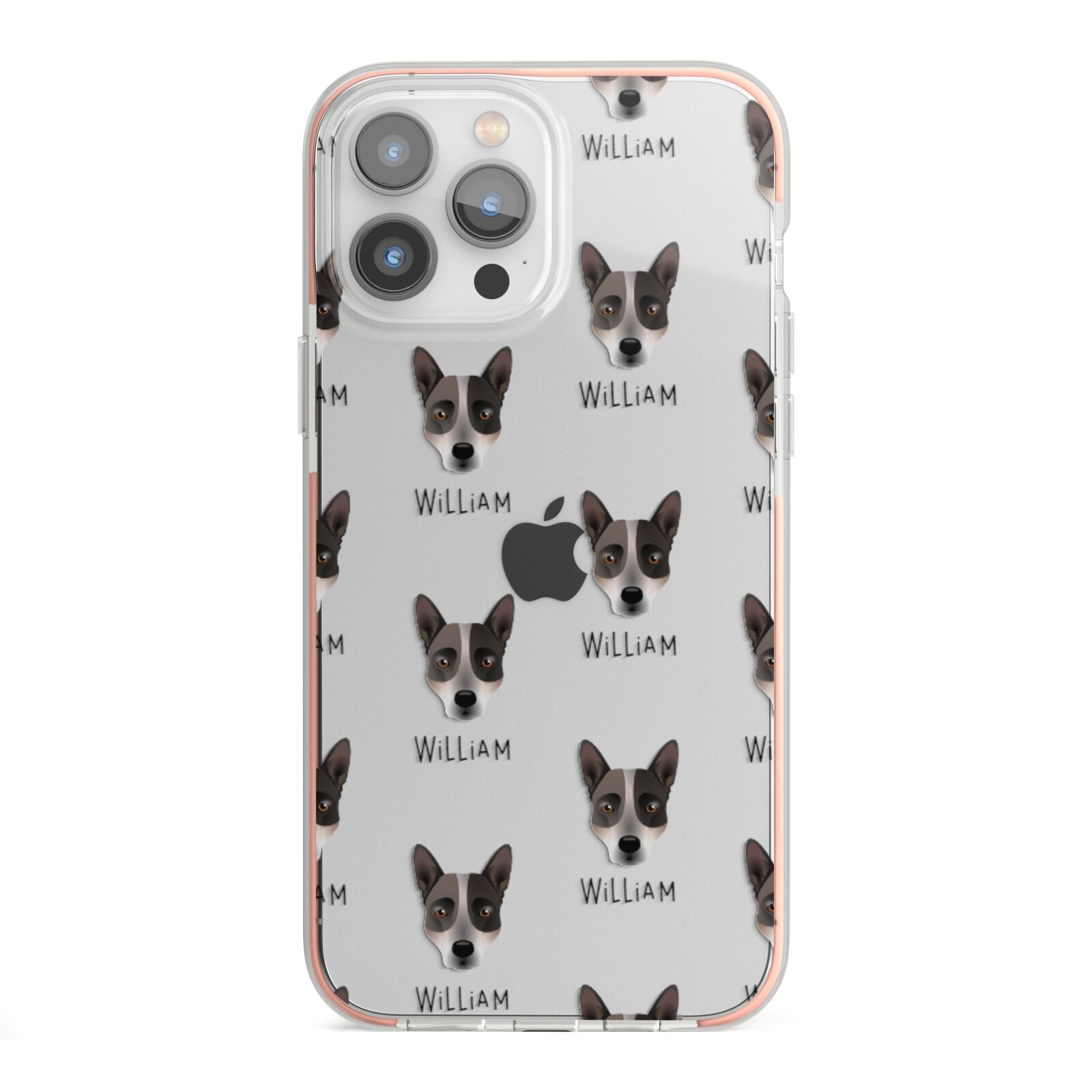 Australian Cattle Dog Icon with Name iPhone 13 Pro Max TPU Impact Case with Pink Edges