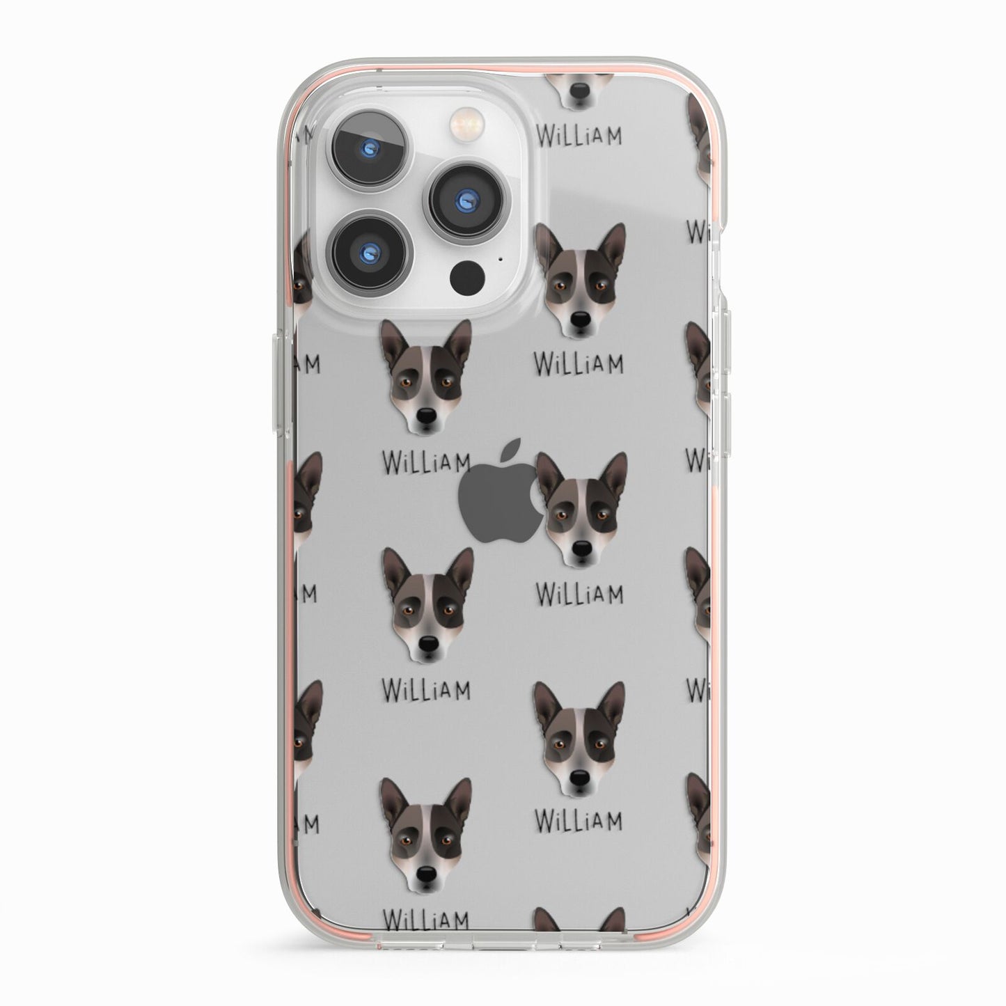 Australian Cattle Dog Icon with Name iPhone 13 Pro TPU Impact Case with Pink Edges