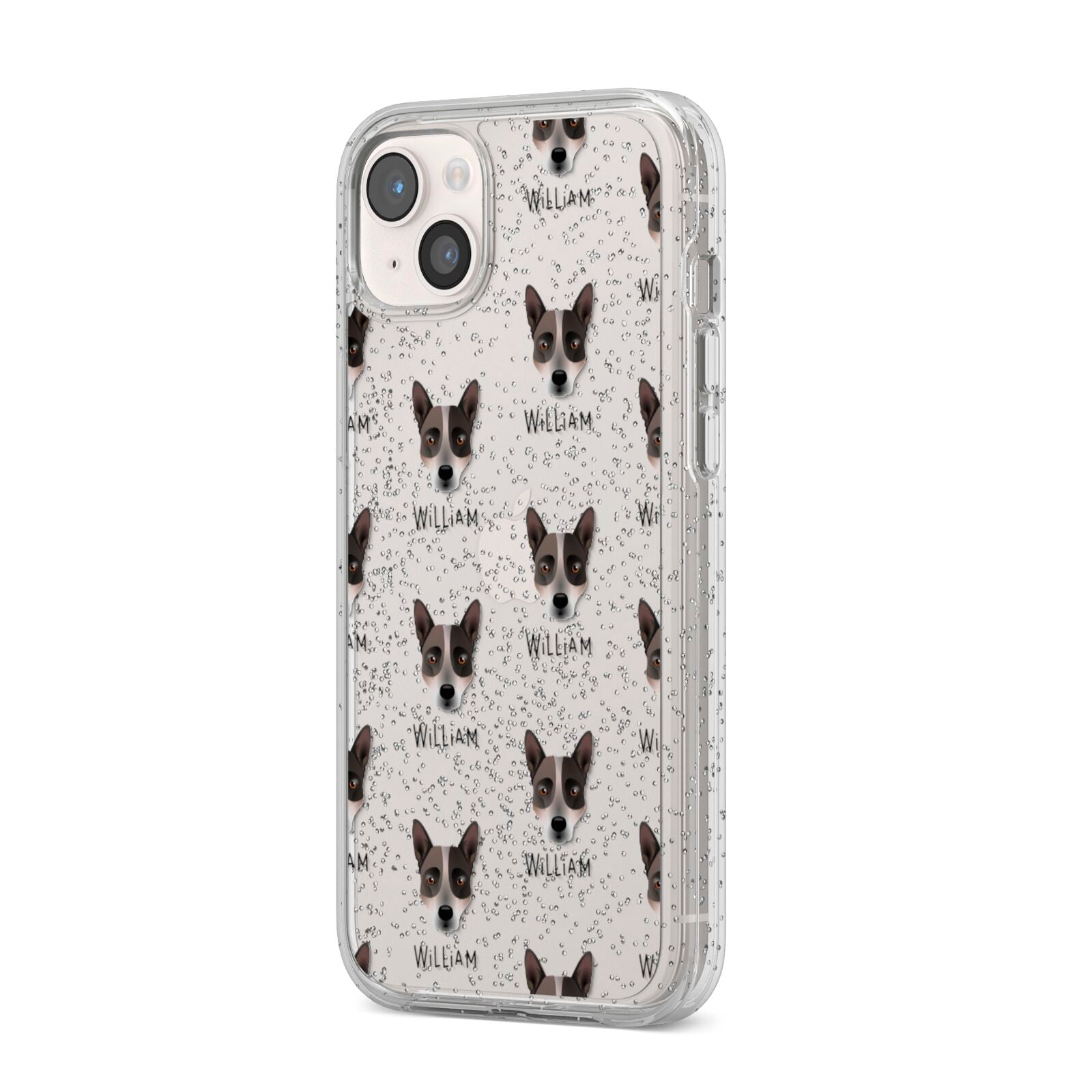 Australian Cattle Dog Icon with Name iPhone 14 Plus Glitter Tough Case Starlight Angled Image