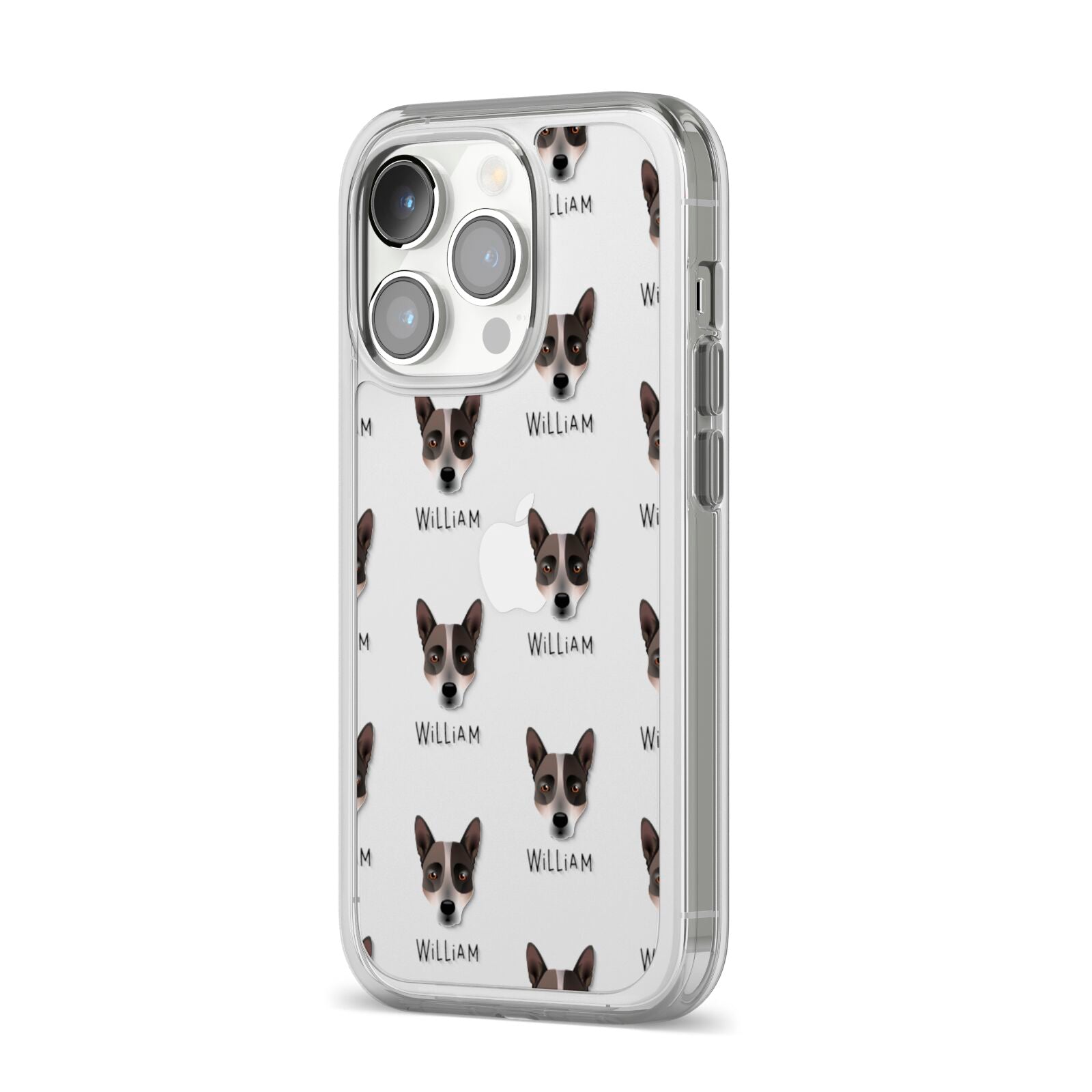 Australian Cattle Dog Icon with Name iPhone 14 Pro Clear Tough Case Silver Angled Image