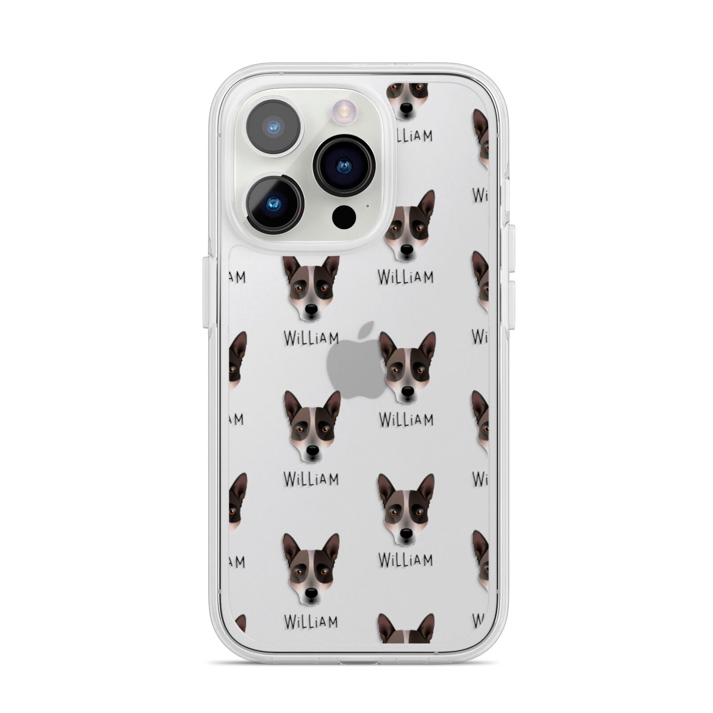 Australian Cattle Dog Icon with Name iPhone 14 Pro Clear Tough Case Silver