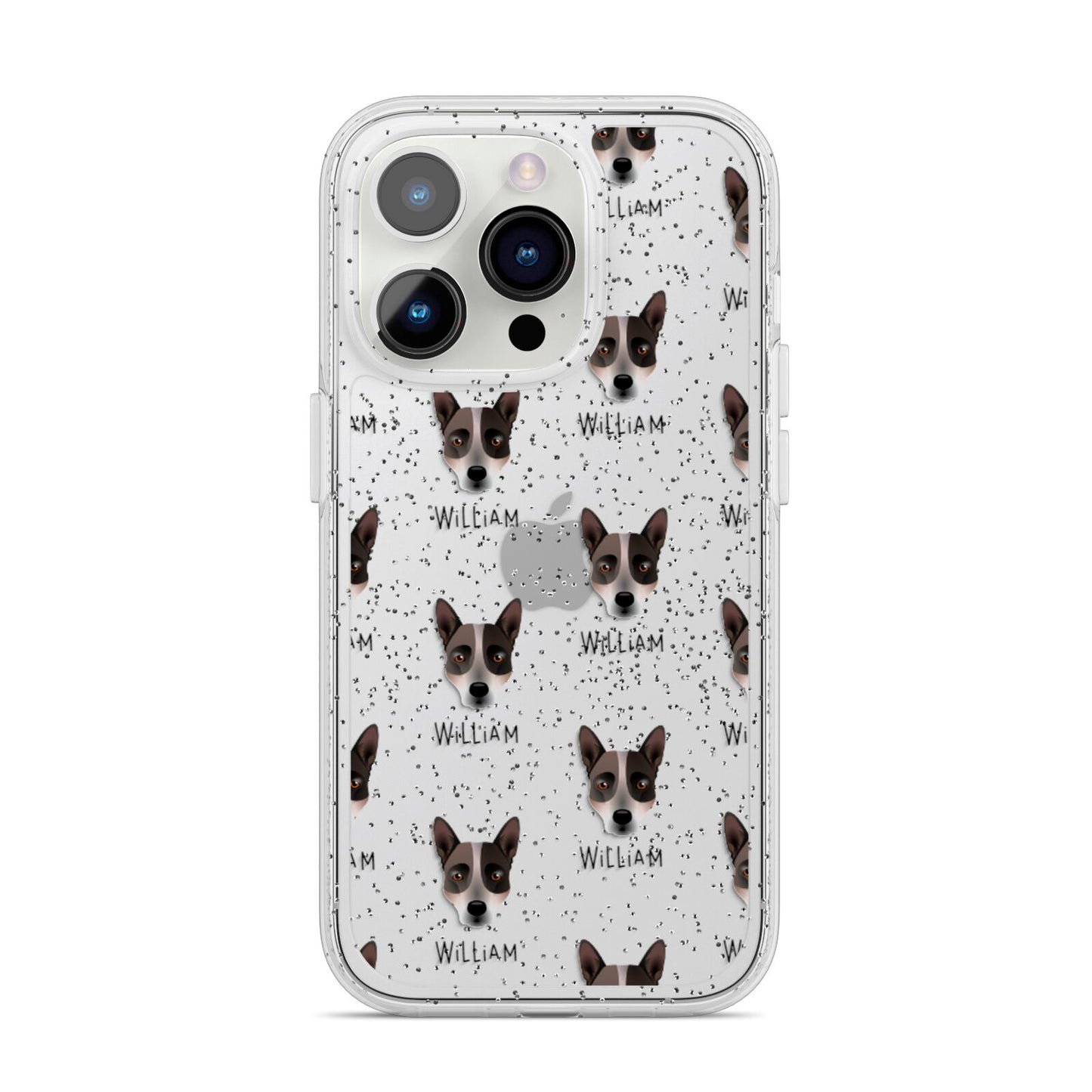 Australian Cattle Dog Icon with Name iPhone 14 Pro Glitter Tough Case Silver