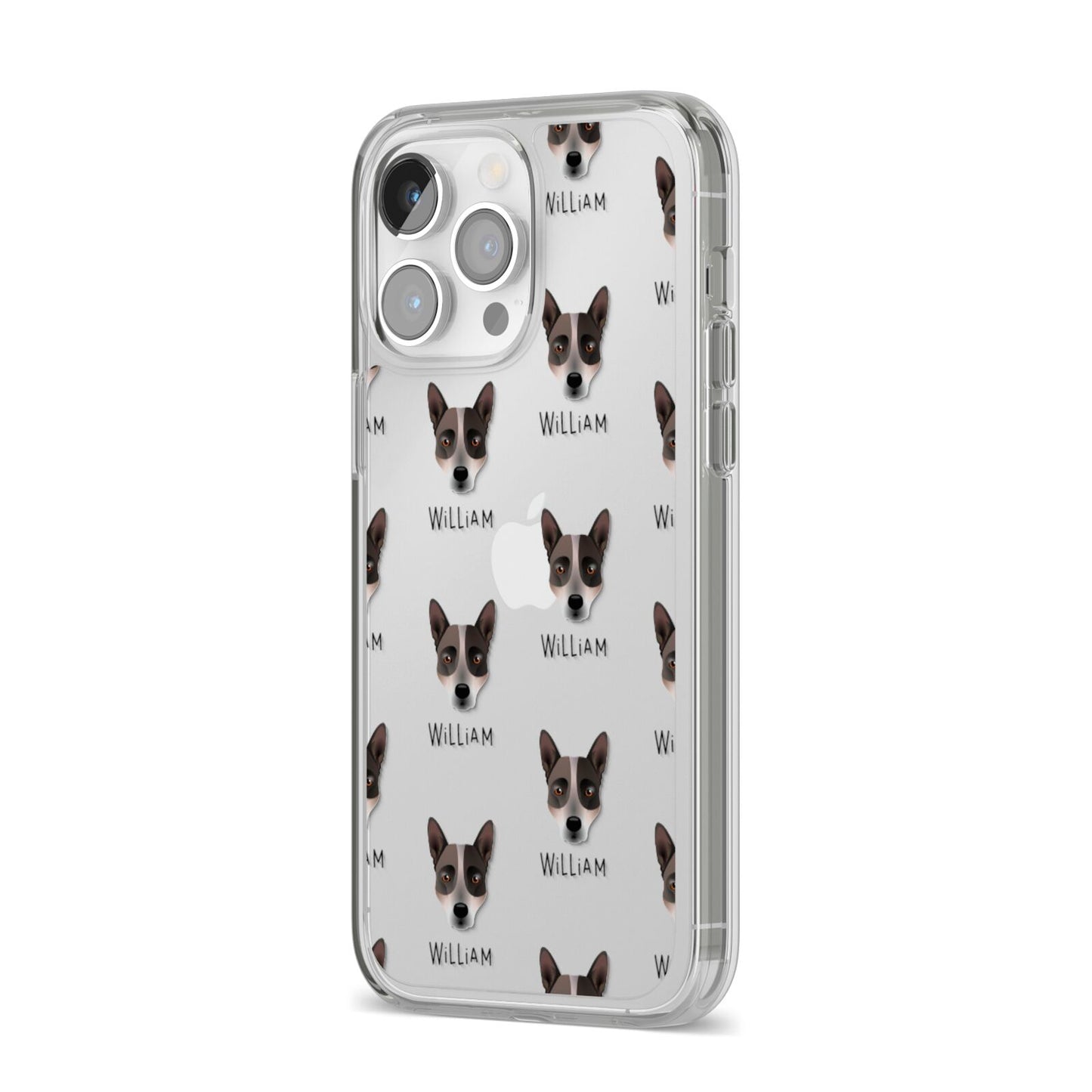 Australian Cattle Dog Icon with Name iPhone 14 Pro Max Clear Tough Case Silver Angled Image