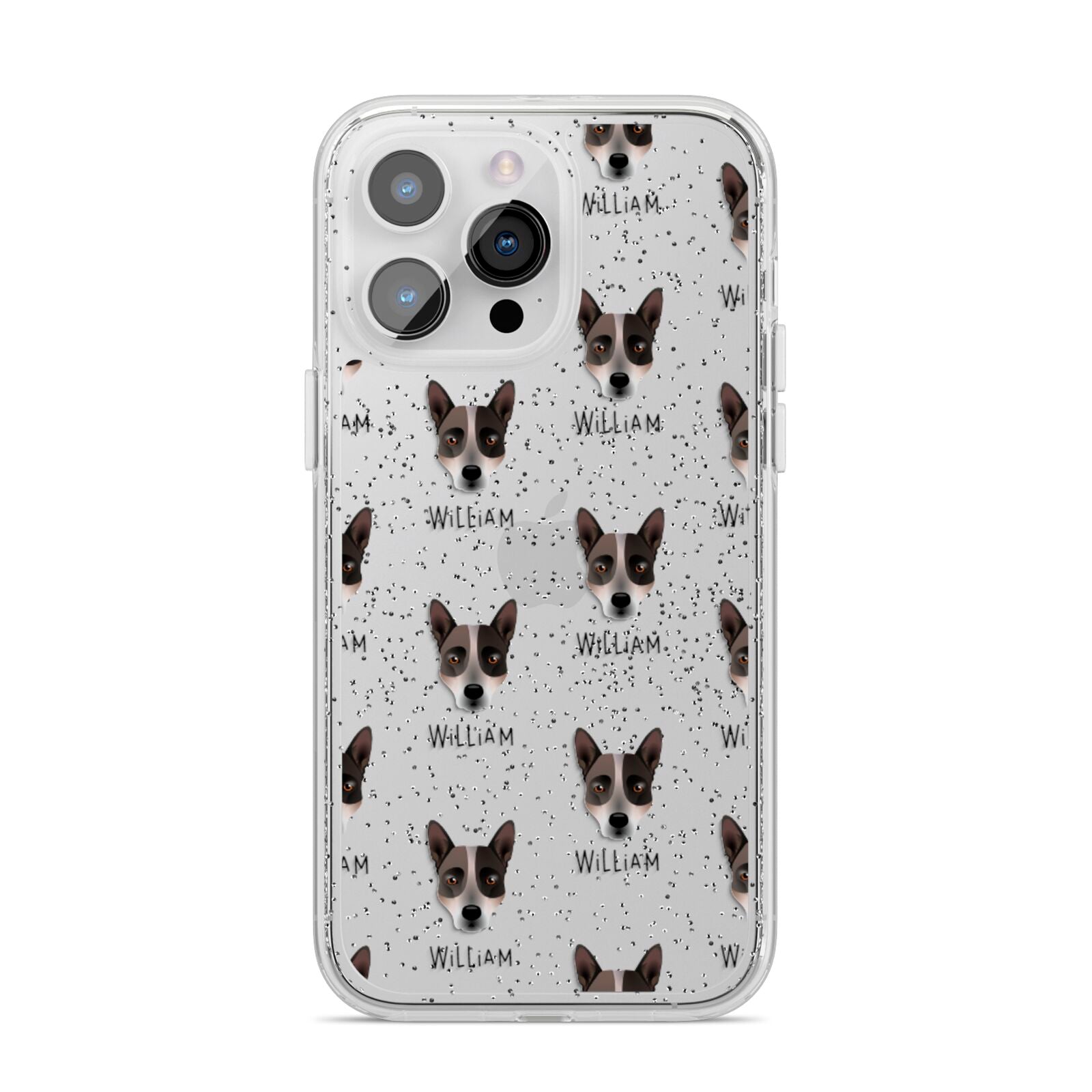 Australian Cattle Dog Icon with Name iPhone 14 Pro Max Glitter Tough Case Silver