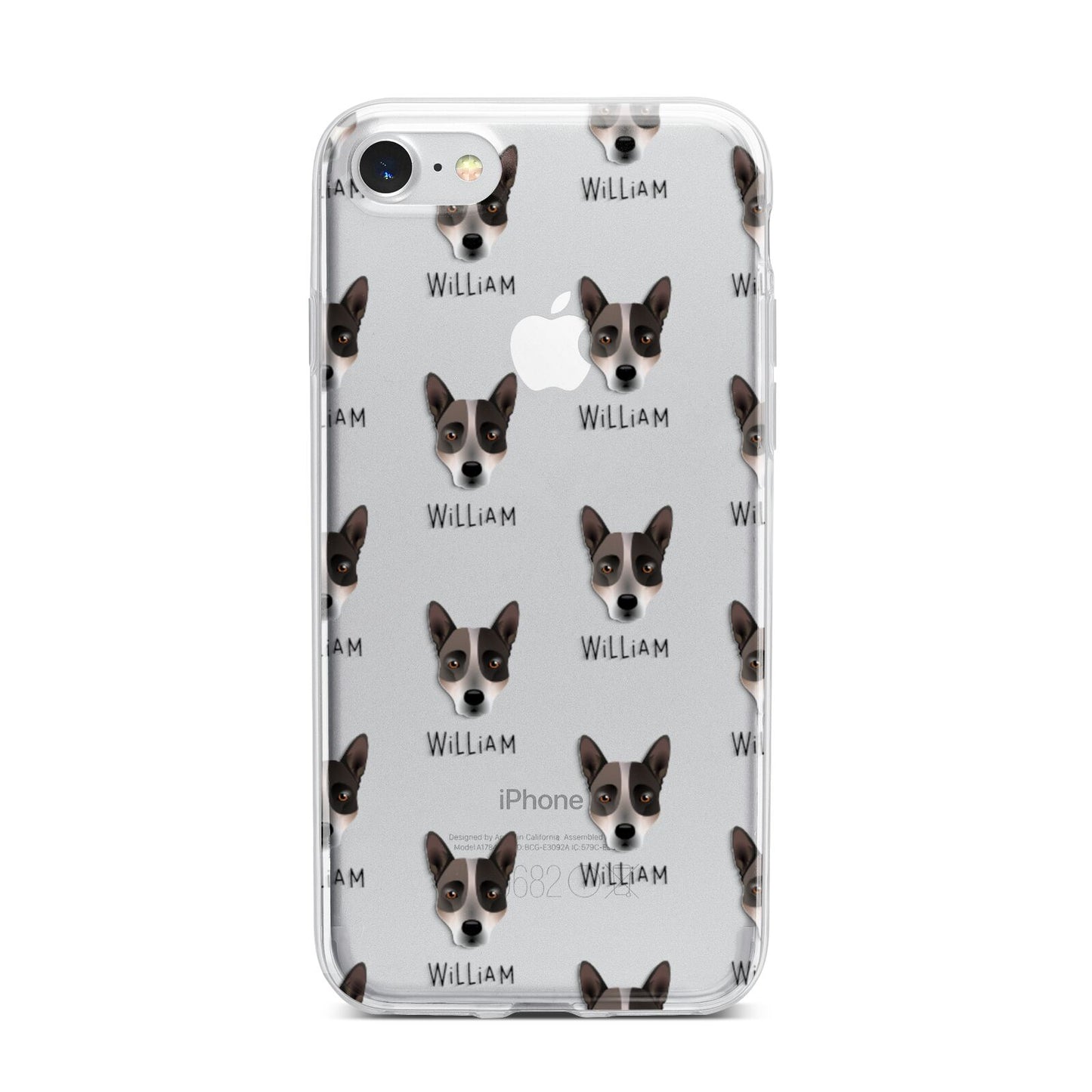 Australian Cattle Dog Icon with Name iPhone 7 Bumper Case on Silver iPhone