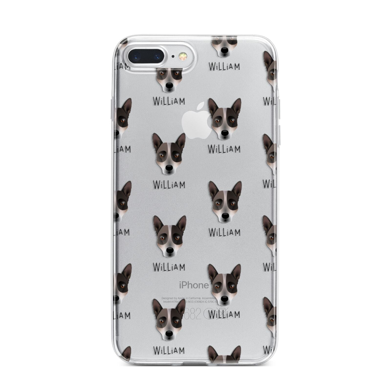 Australian Cattle Dog Icon with Name iPhone 7 Plus Bumper Case on Silver iPhone