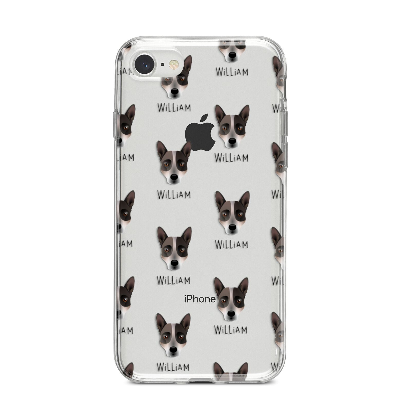 Australian Cattle Dog Icon with Name iPhone 8 Bumper Case on Silver iPhone