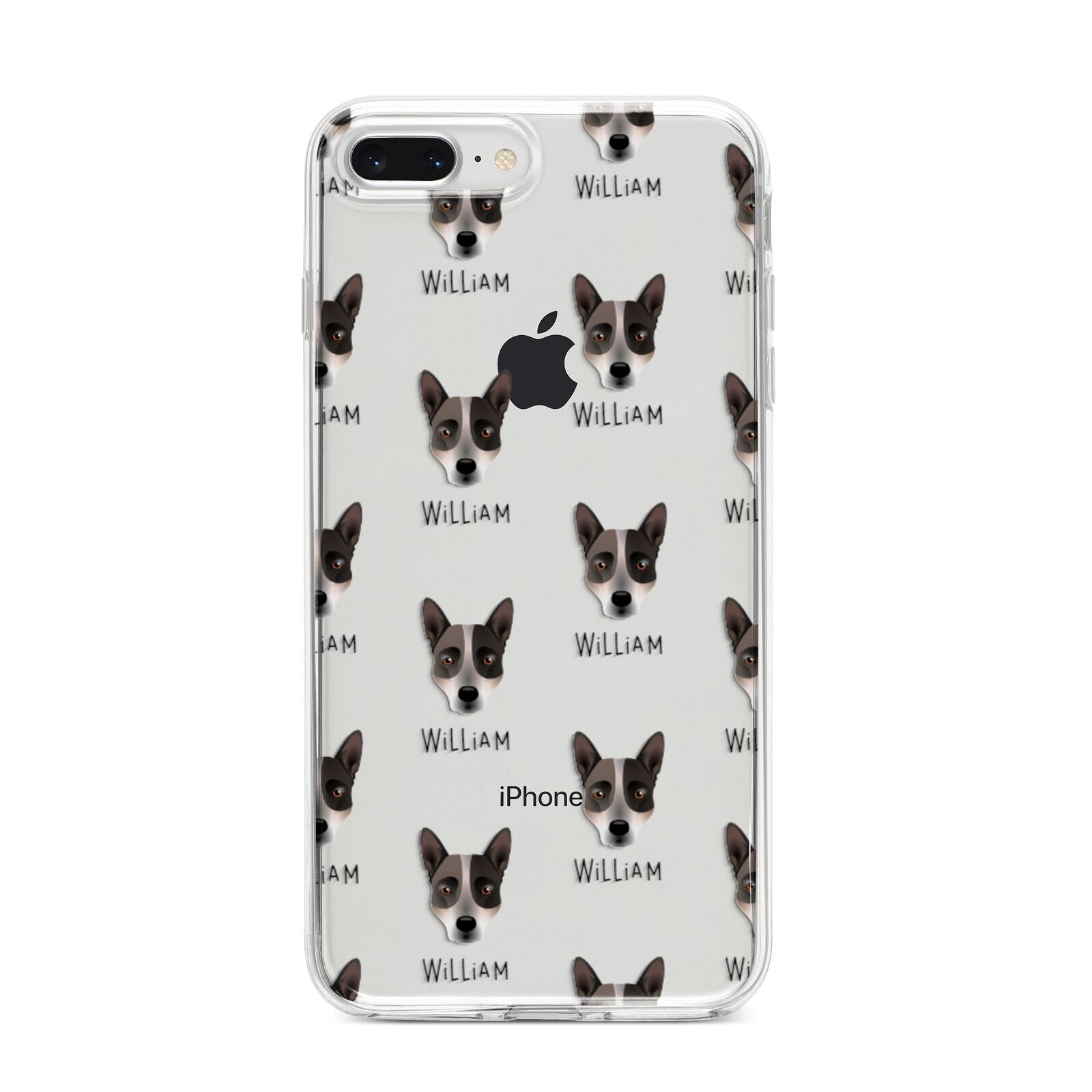 Australian Cattle Dog Icon with Name iPhone 8 Plus Bumper Case on Silver iPhone