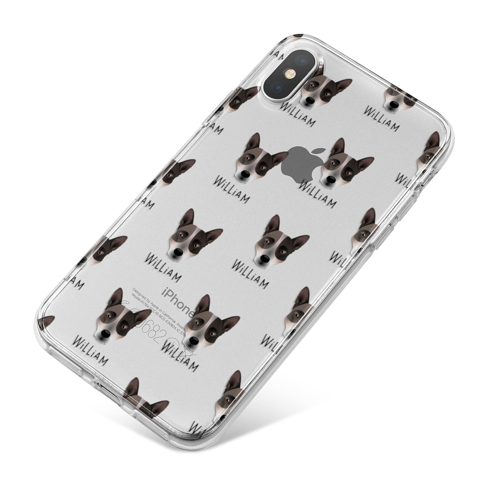 Australian Cattle Dog Icon with Name iPhone X Bumper Case on Silver iPhone