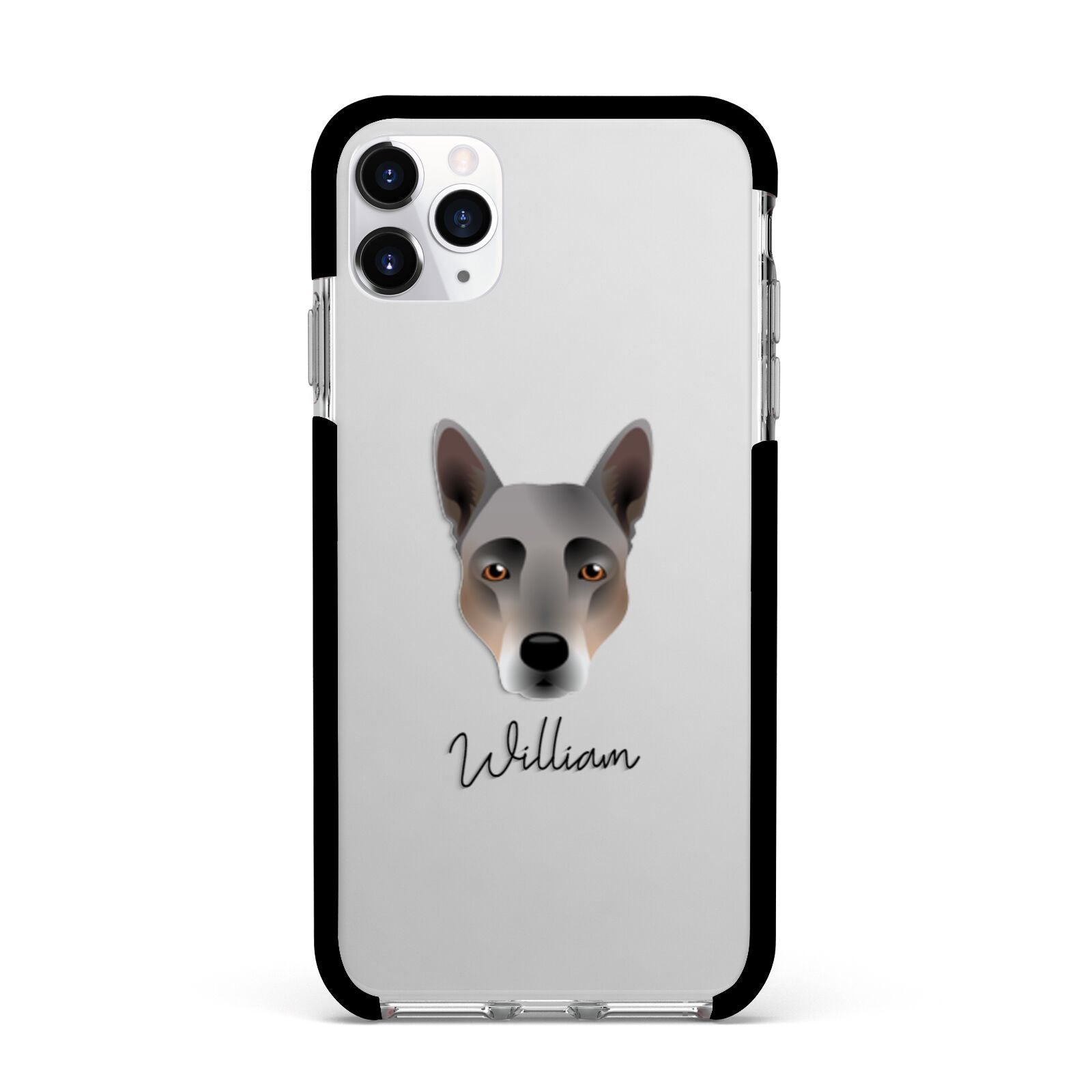 Australian Cattle Dog Personalised Apple iPhone 11 Pro Max in Silver with Black Impact Case