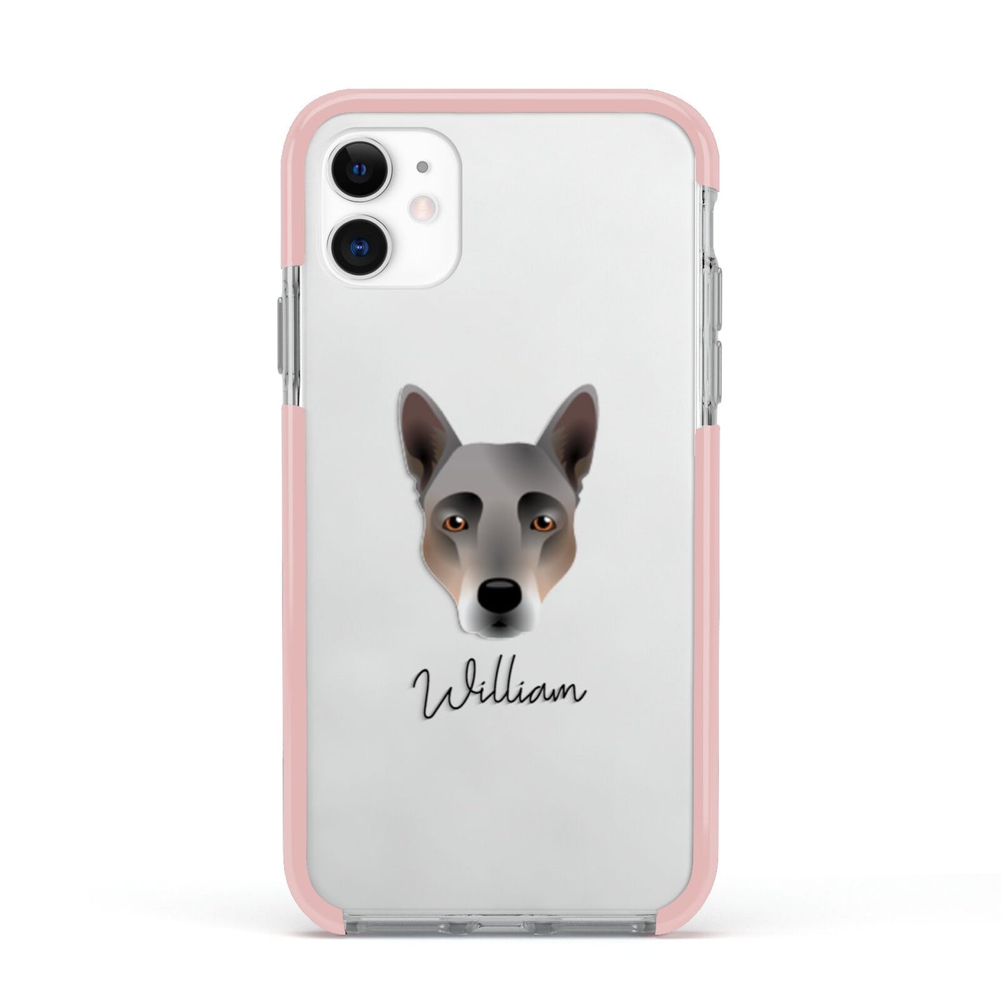 Australian Cattle Dog Personalised Apple iPhone 11 in White with Pink Impact Case