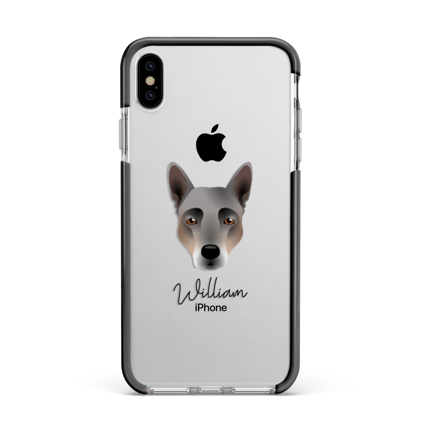 Australian Cattle Dog Personalised Apple iPhone Xs Max Impact Case Black Edge on Silver Phone