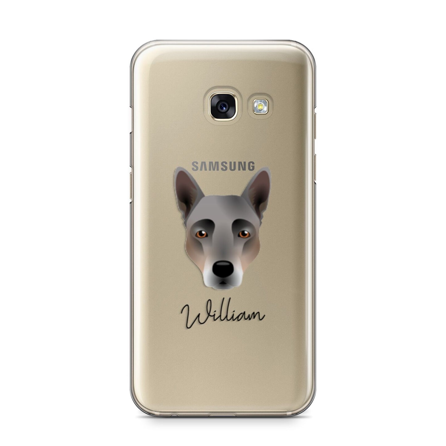 Australian Cattle Dog Personalised Samsung Galaxy A3 2017 Case on gold phone