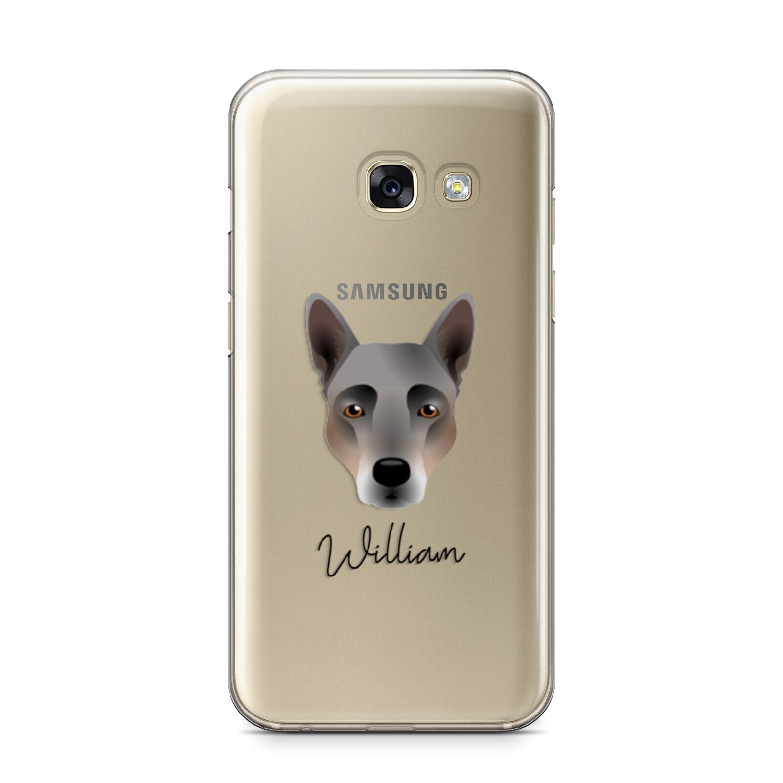 Australian Cattle Dog Personalised Samsung Galaxy A3 2017 Case on gold phone
