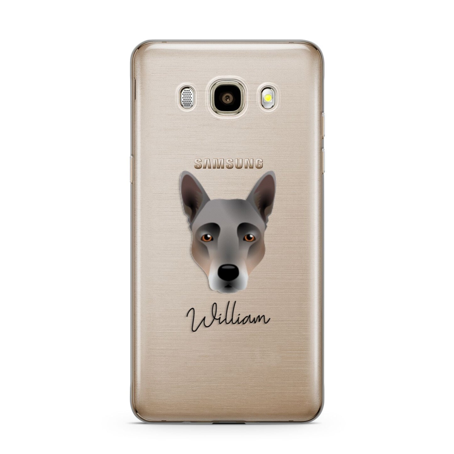 Australian Cattle Dog Personalised Samsung Galaxy J7 2016 Case on gold phone