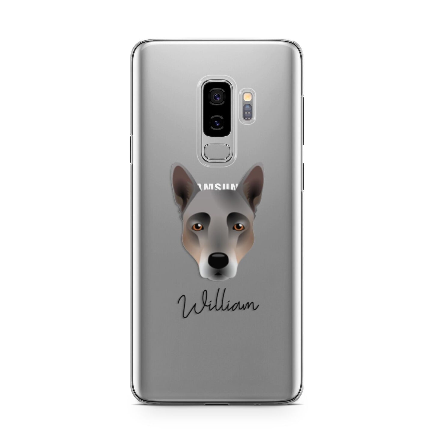 Australian Cattle Dog Personalised Samsung Galaxy S9 Plus Case on Silver phone