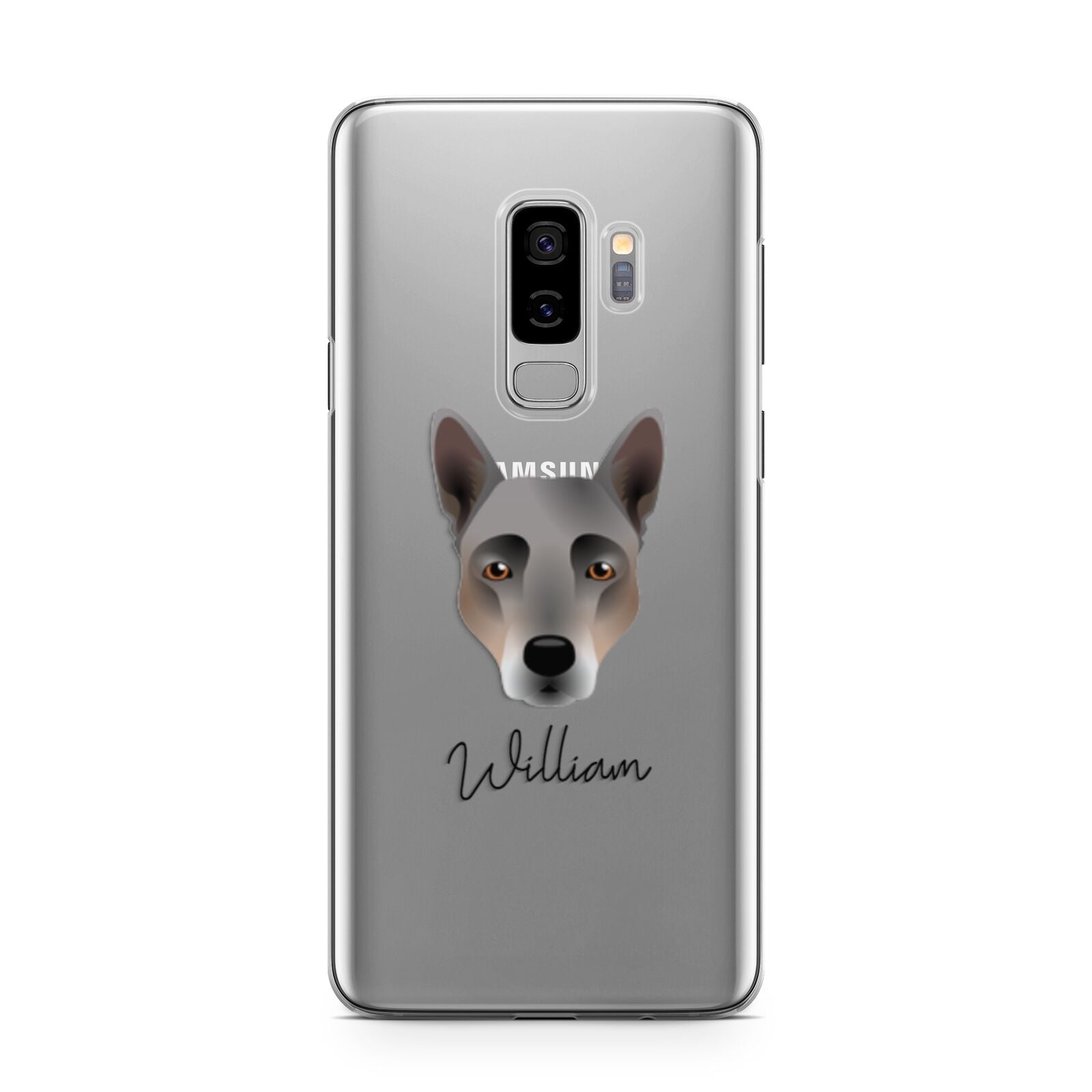 Australian Cattle Dog Personalised Samsung Galaxy S9 Plus Case on Silver phone