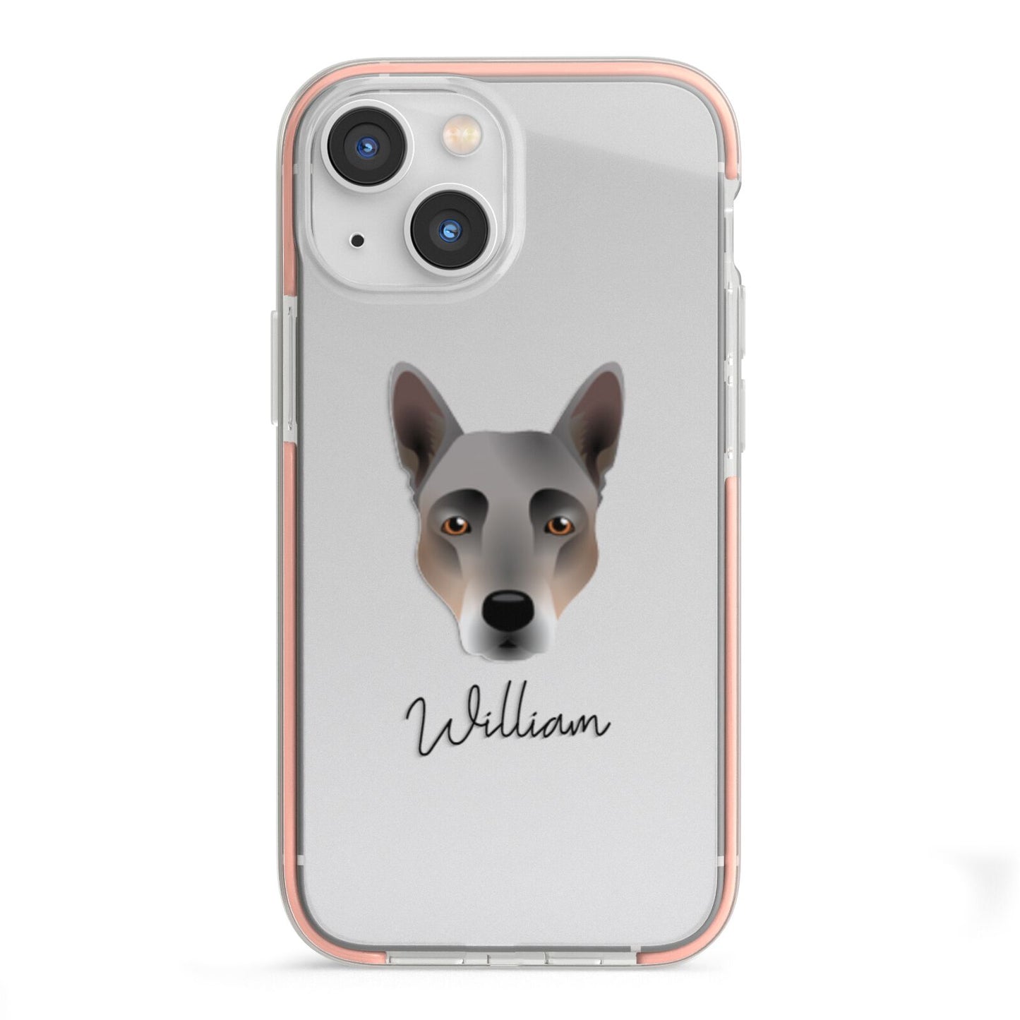 Australian Cattle Dog Personalised iPhone 13 Mini TPU Impact Case with Pink Edges