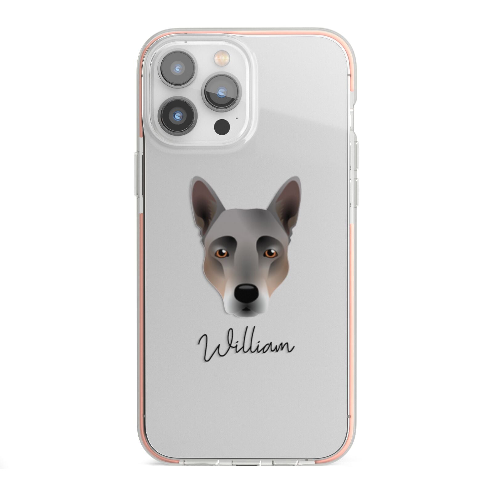 Australian Cattle Dog Personalised iPhone 13 Pro Max TPU Impact Case with Pink Edges