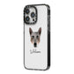 Australian Cattle Dog Personalised iPhone 14 Pro Max Black Impact Case Side Angle on Silver phone