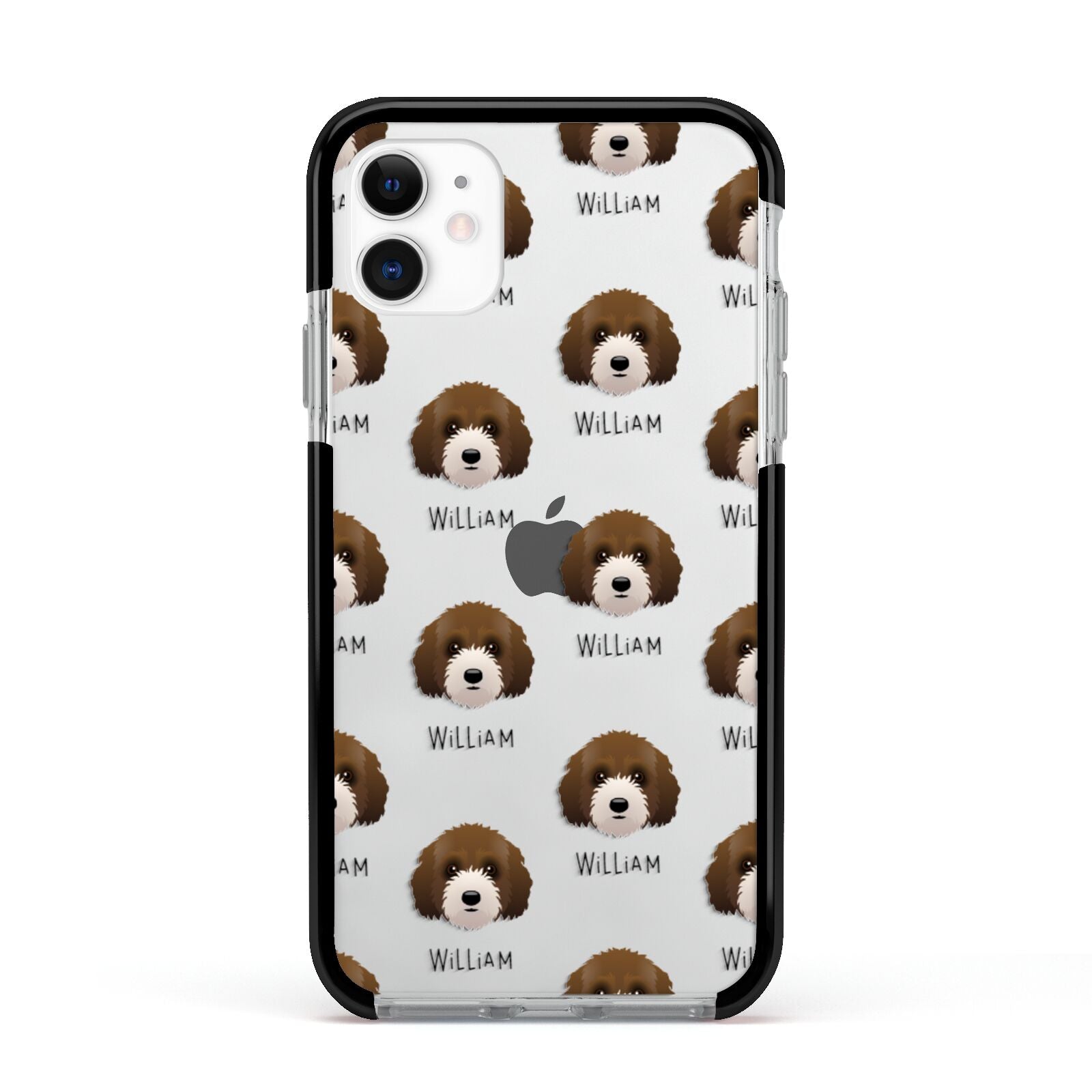 Australian Labradoodle Icon with Name Apple iPhone 11 in White with Black Impact Case