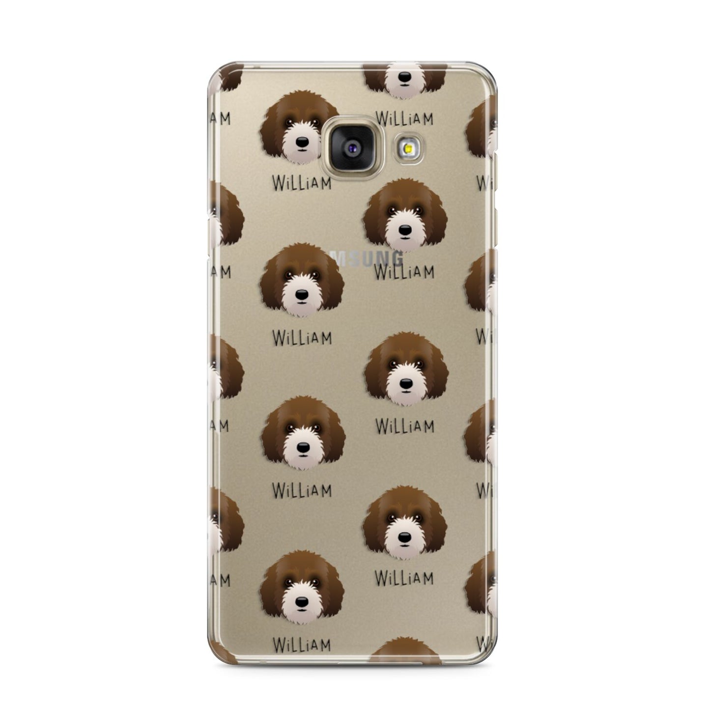 Australian Labradoodle Icon with Name Samsung Galaxy A3 2016 Case on gold phone