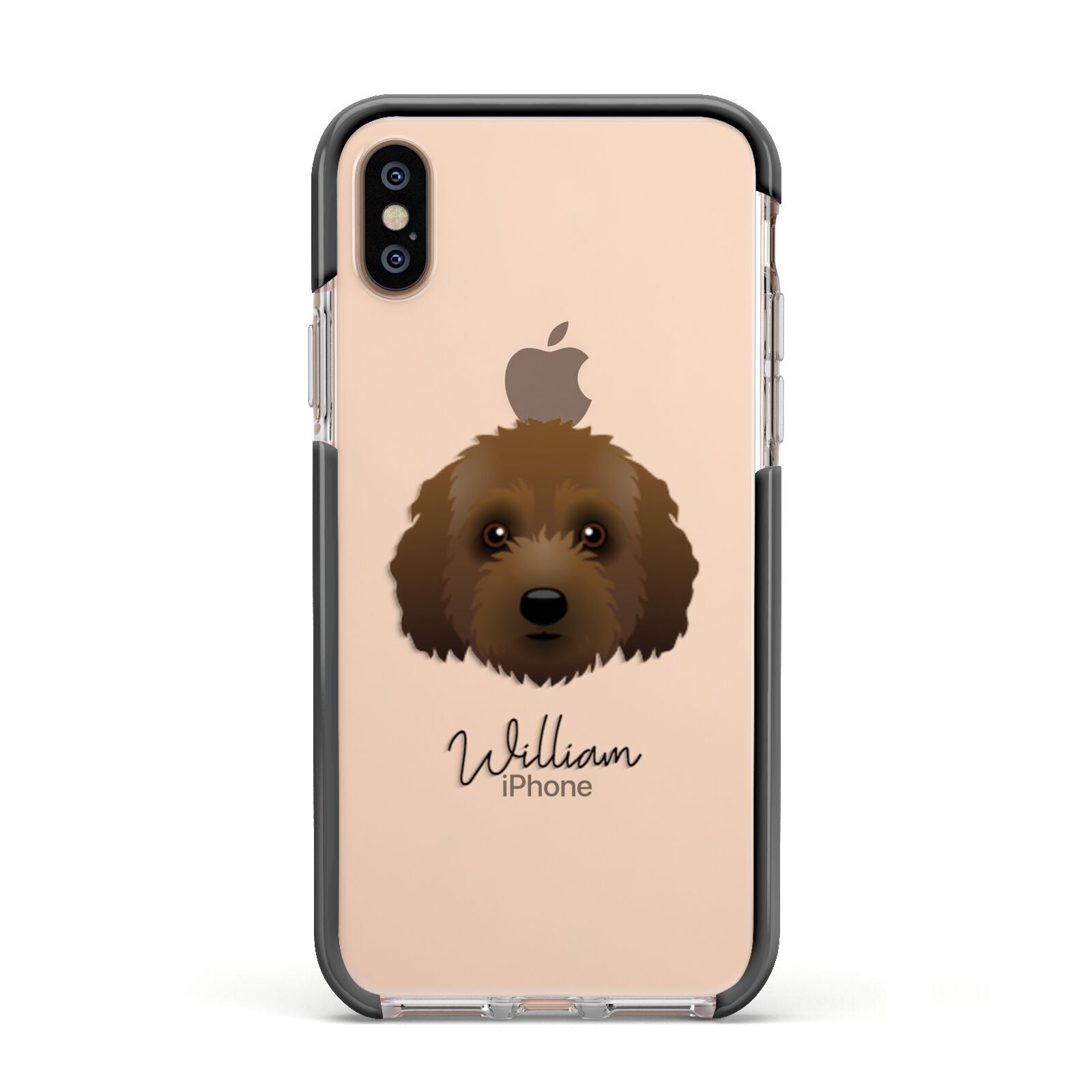 Australian Labradoodle Personalised Apple iPhone Xs Impact Case Black Edge on Gold Phone