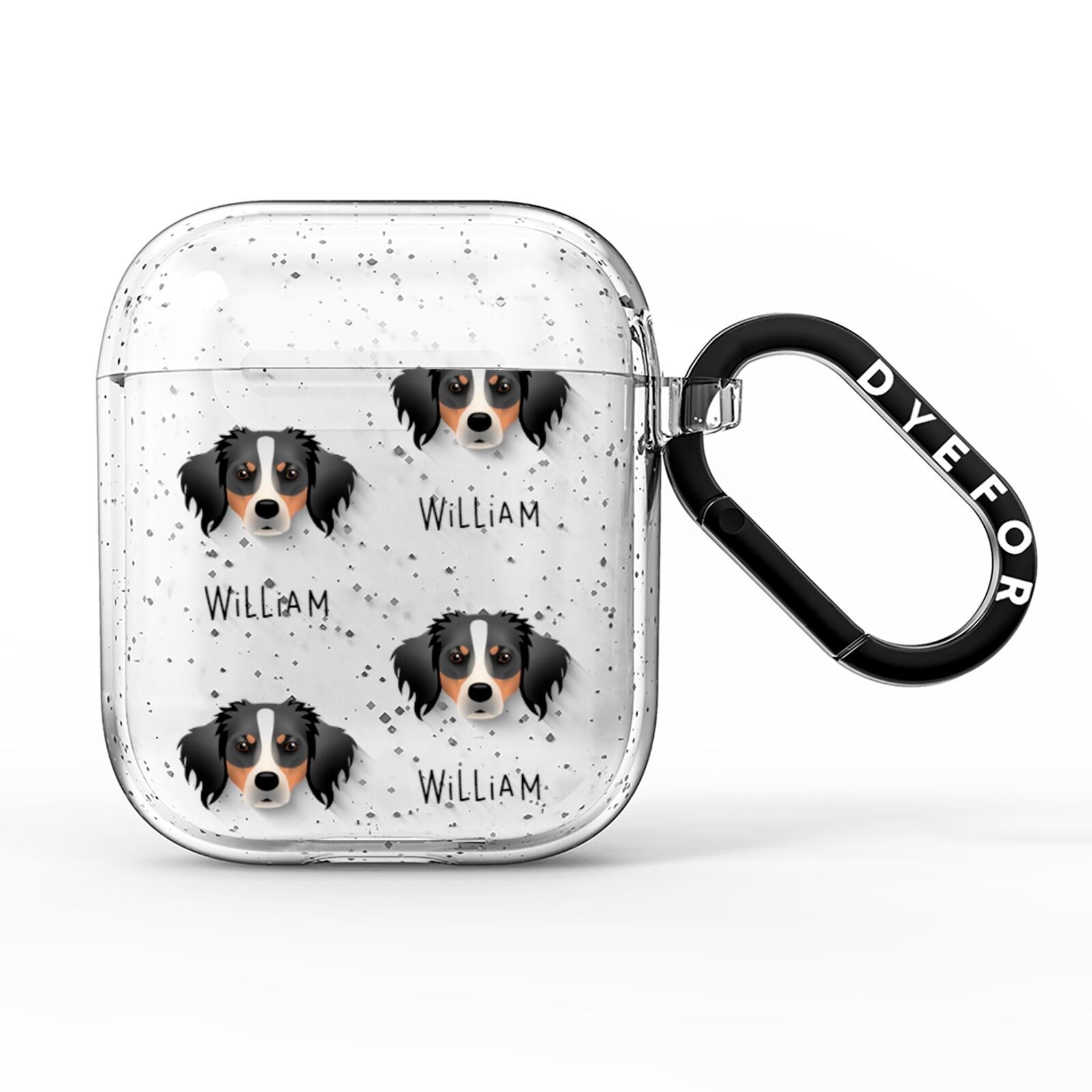 Australian Shepherd Icon with Name AirPods Glitter Case