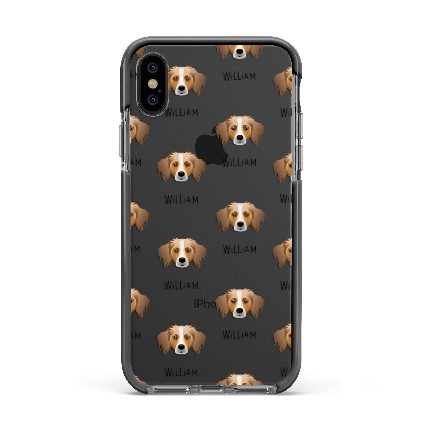 Australian Shepherd Icon with Name Apple iPhone Xs Impact Case Black Edge on Black Phone