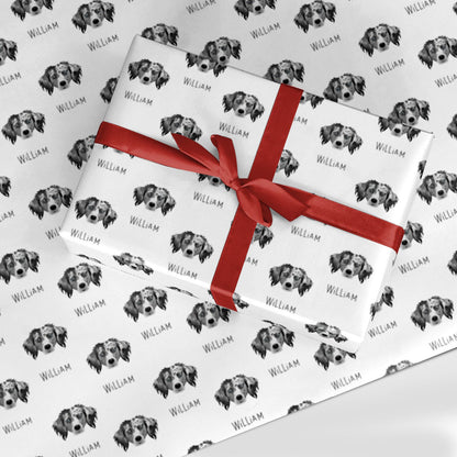 Australian Shepherd Icon with Name Custom Wrapping Paper