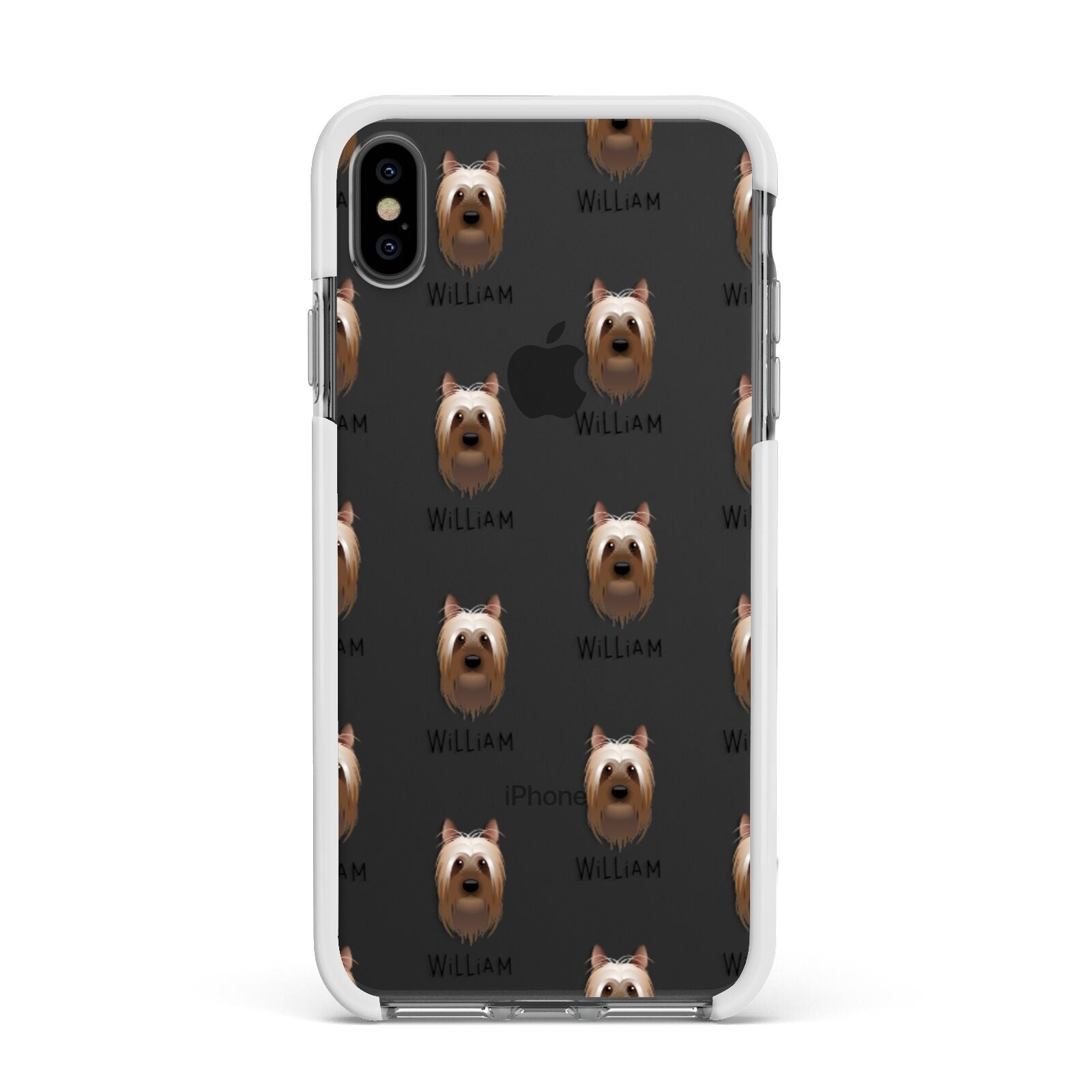 Australian Silky Terrier Icon with Name Apple iPhone Xs Max Impact Case White Edge on Black Phone