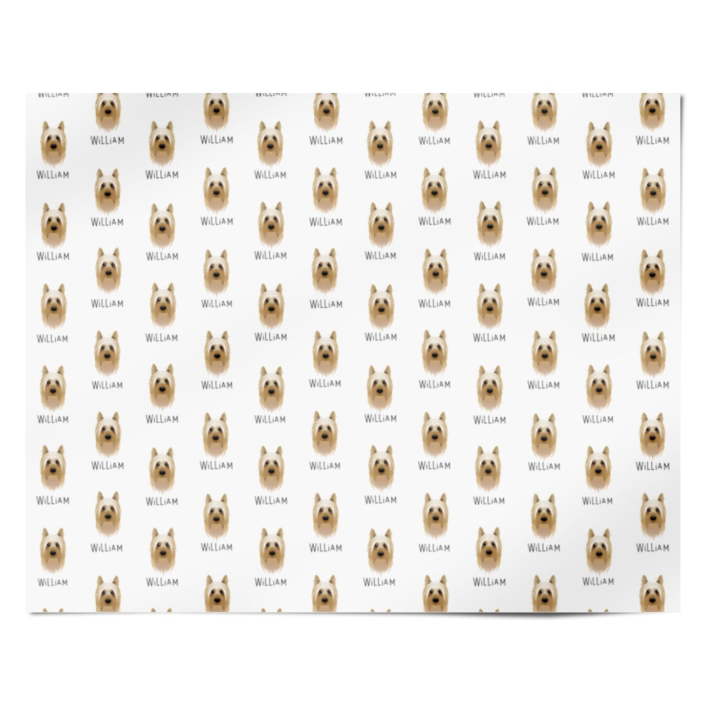 Australian Silky Terrier Icon with Name Personalised Wrapping Paper Alternative