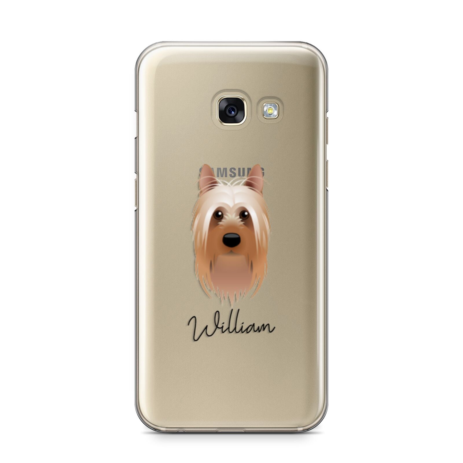 Australian Silky Terrier Personalised Samsung Galaxy A3 2017 Case on gold phone