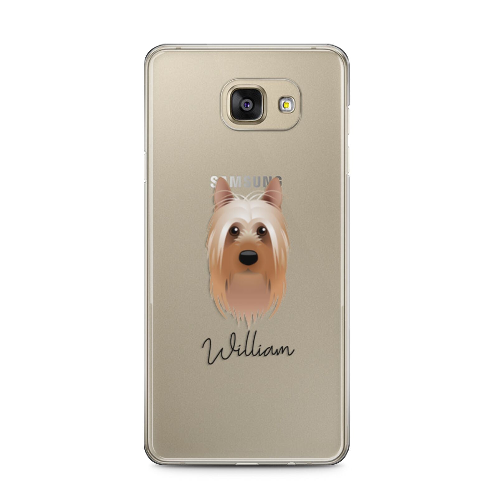 Australian Silky Terrier Personalised Samsung Galaxy A5 2016 Case on gold phone