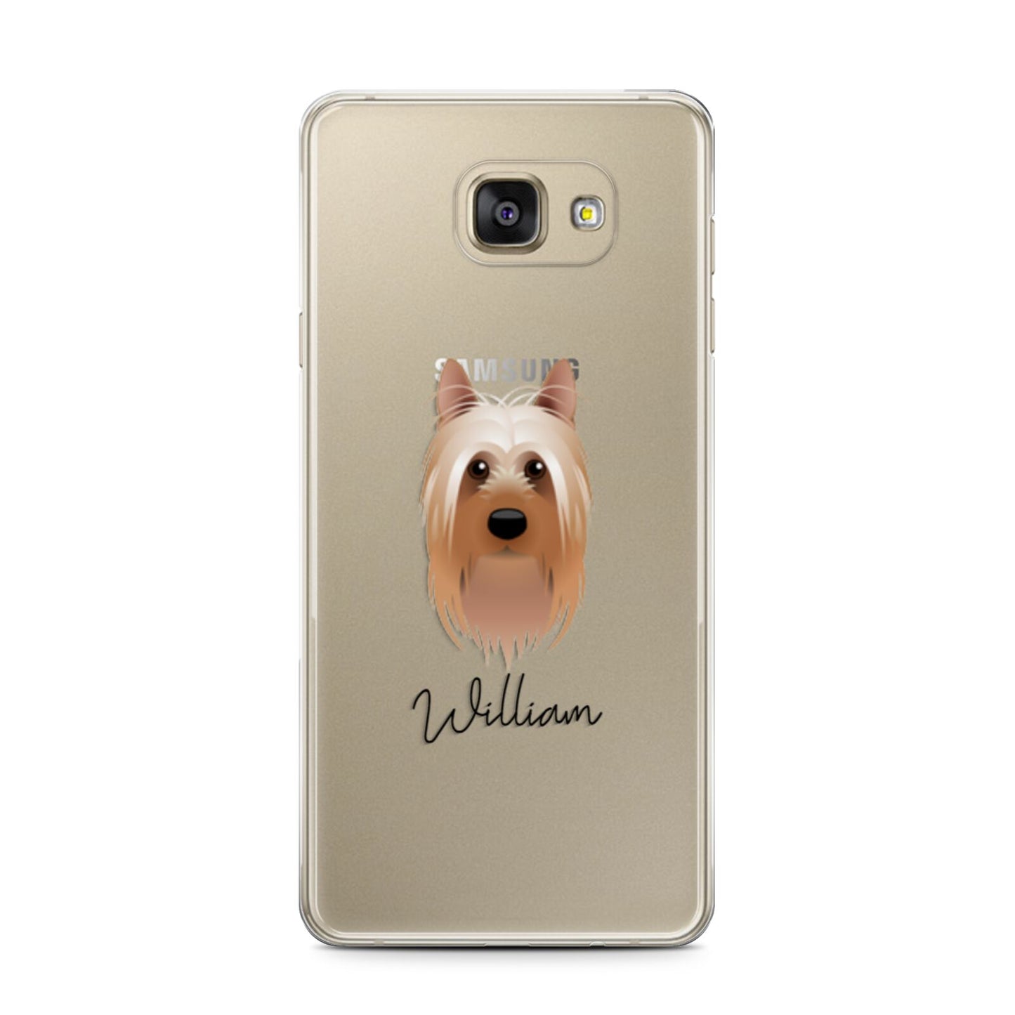 Australian Silky Terrier Personalised Samsung Galaxy A7 2016 Case on gold phone