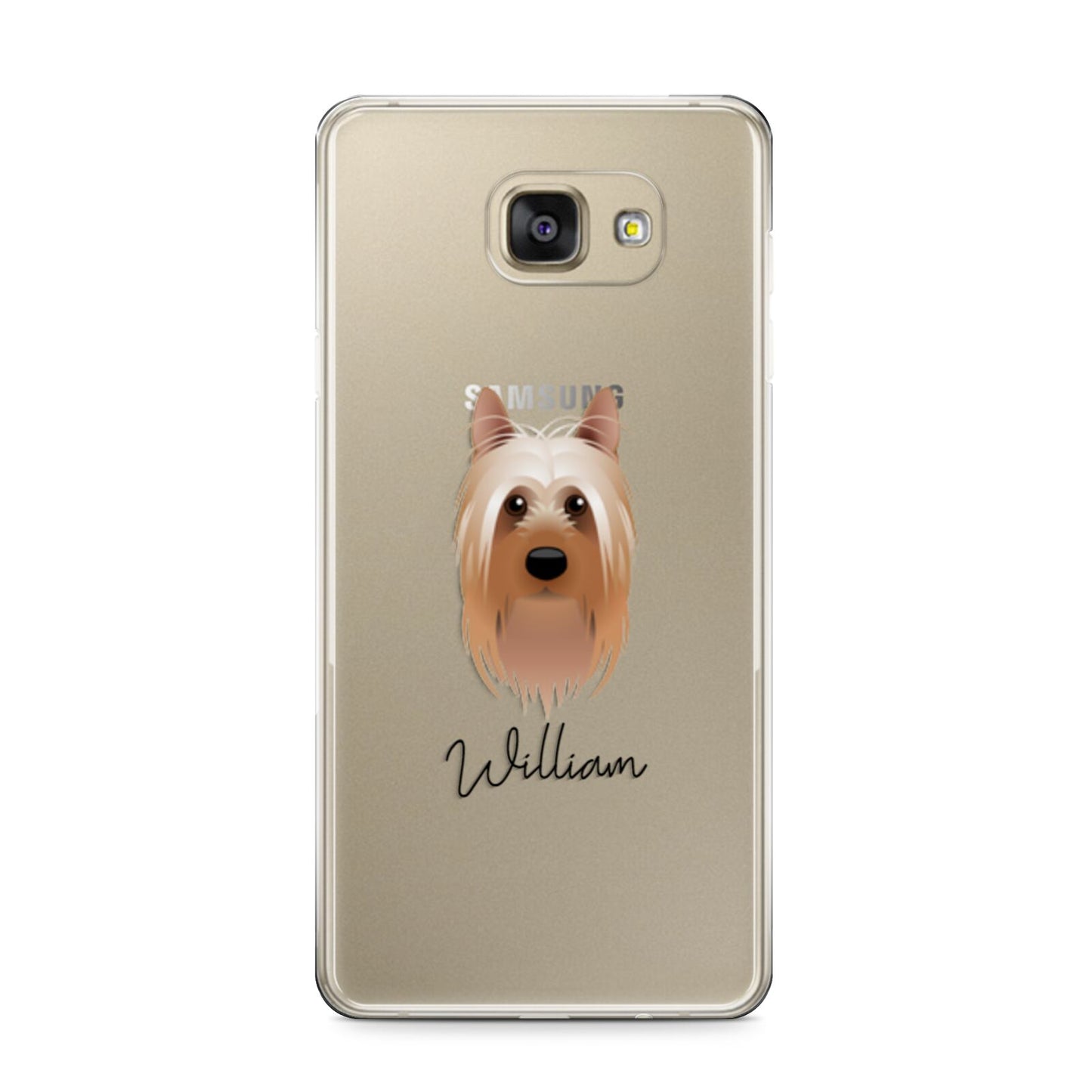 Australian Silky Terrier Personalised Samsung Galaxy A9 2016 Case on gold phone