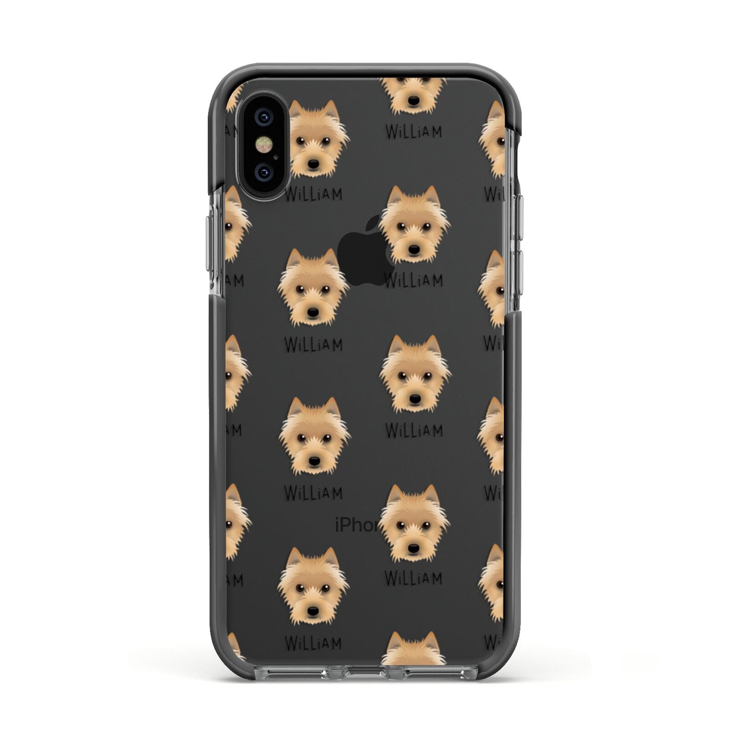 Australian Terrier Icon with Name Apple iPhone Xs Impact Case Black Edge on Black Phone