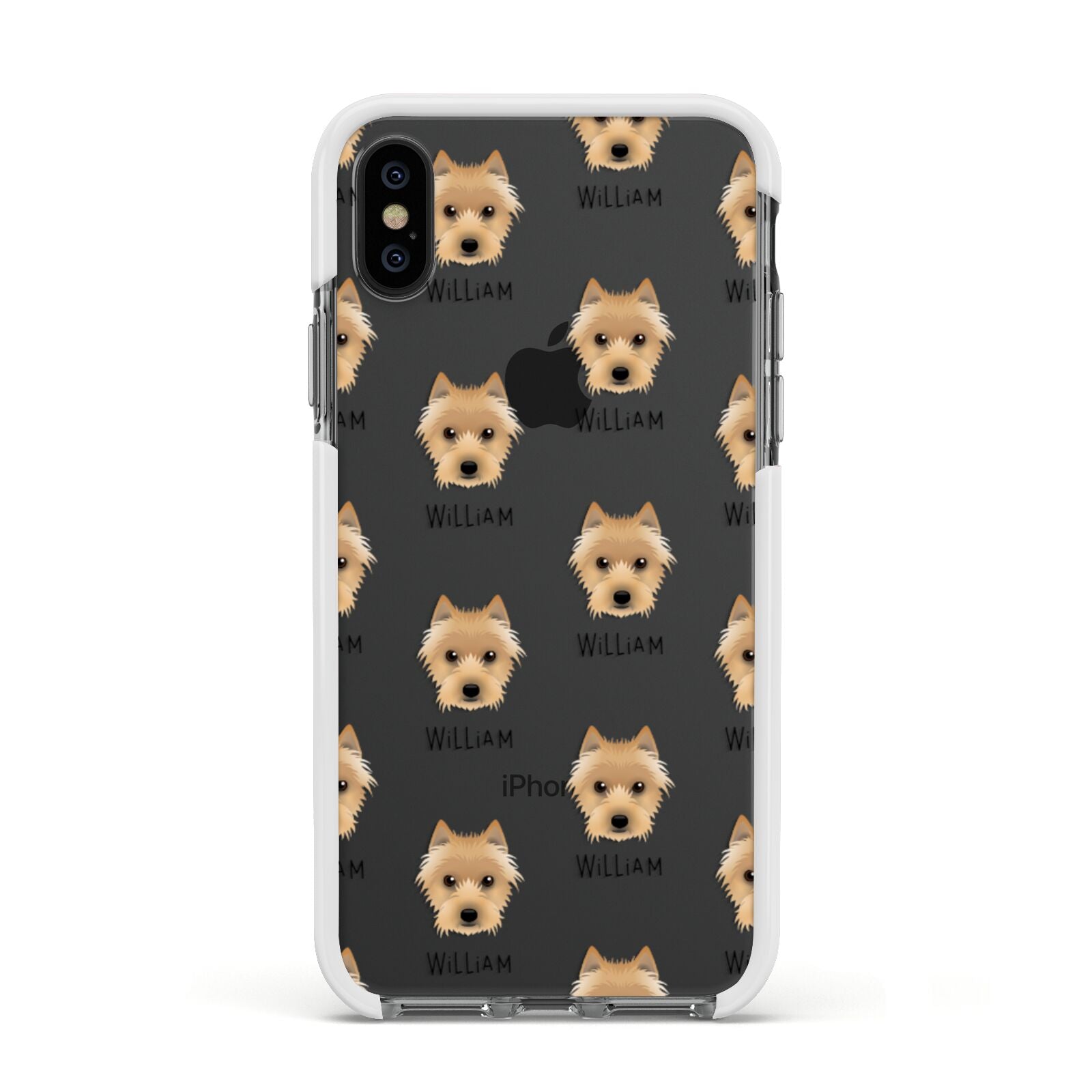 Australian Terrier Icon with Name Apple iPhone Xs Impact Case White Edge on Black Phone