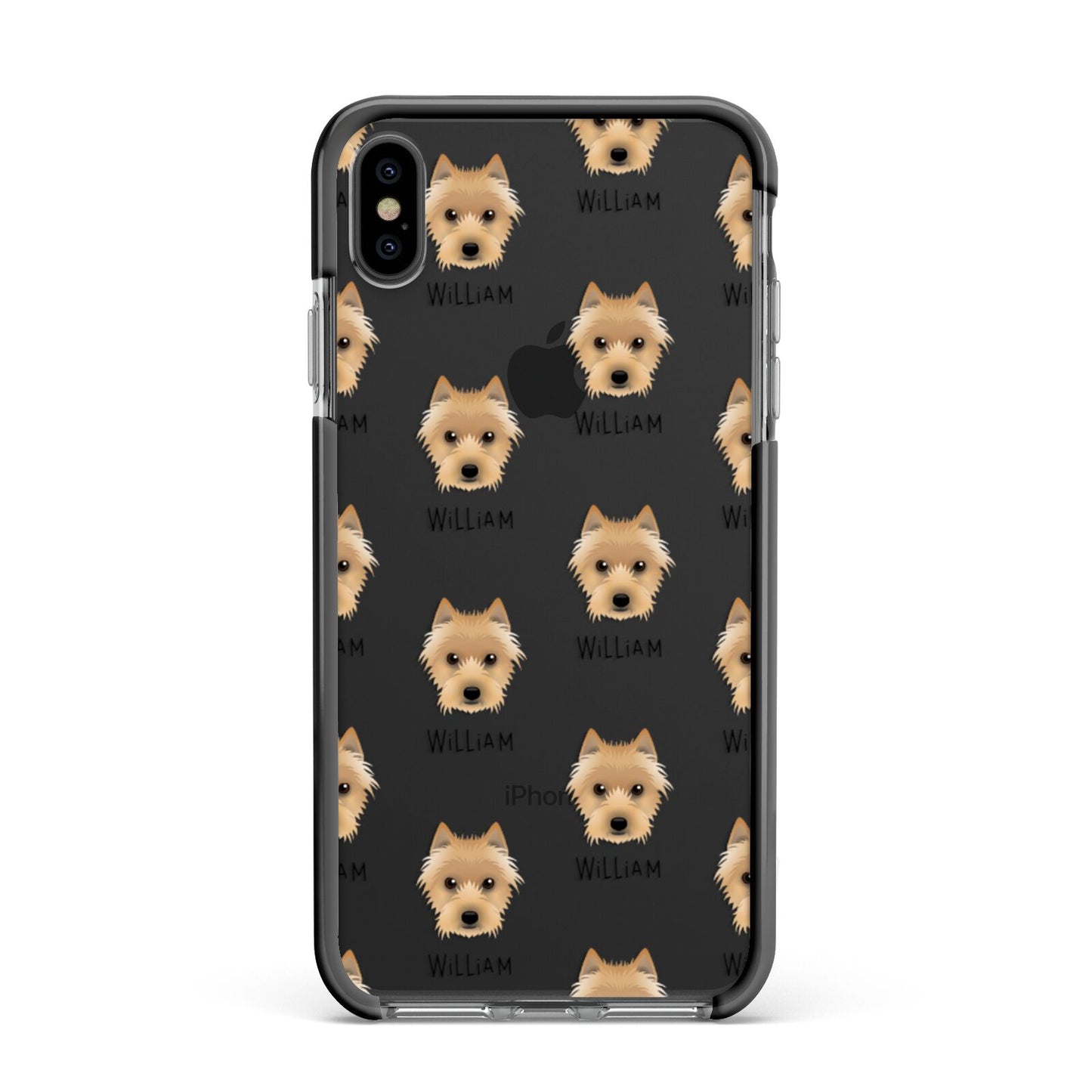 Australian Terrier Icon with Name Apple iPhone Xs Max Impact Case Black Edge on Black Phone